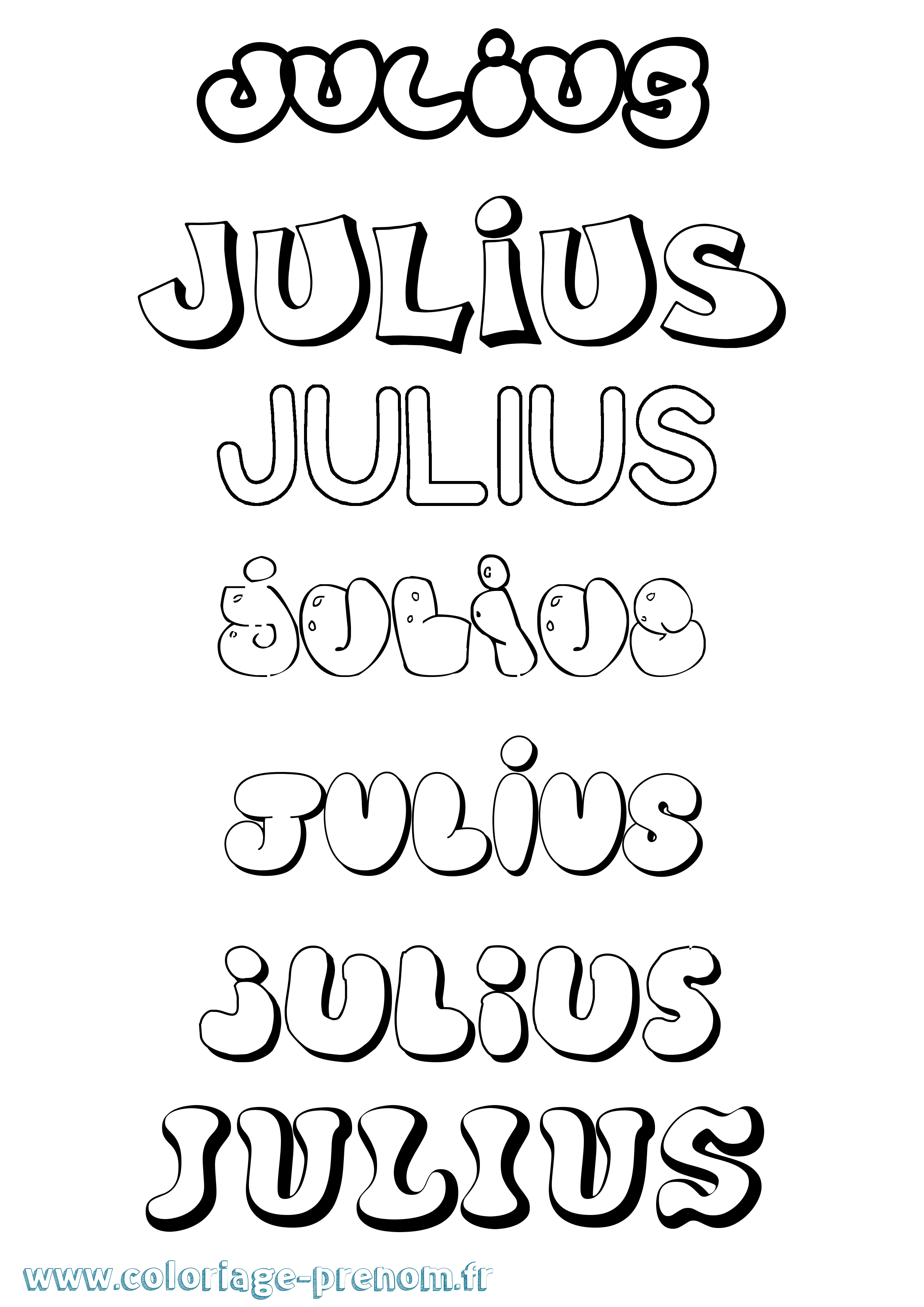Coloriage prénom Julius Bubble