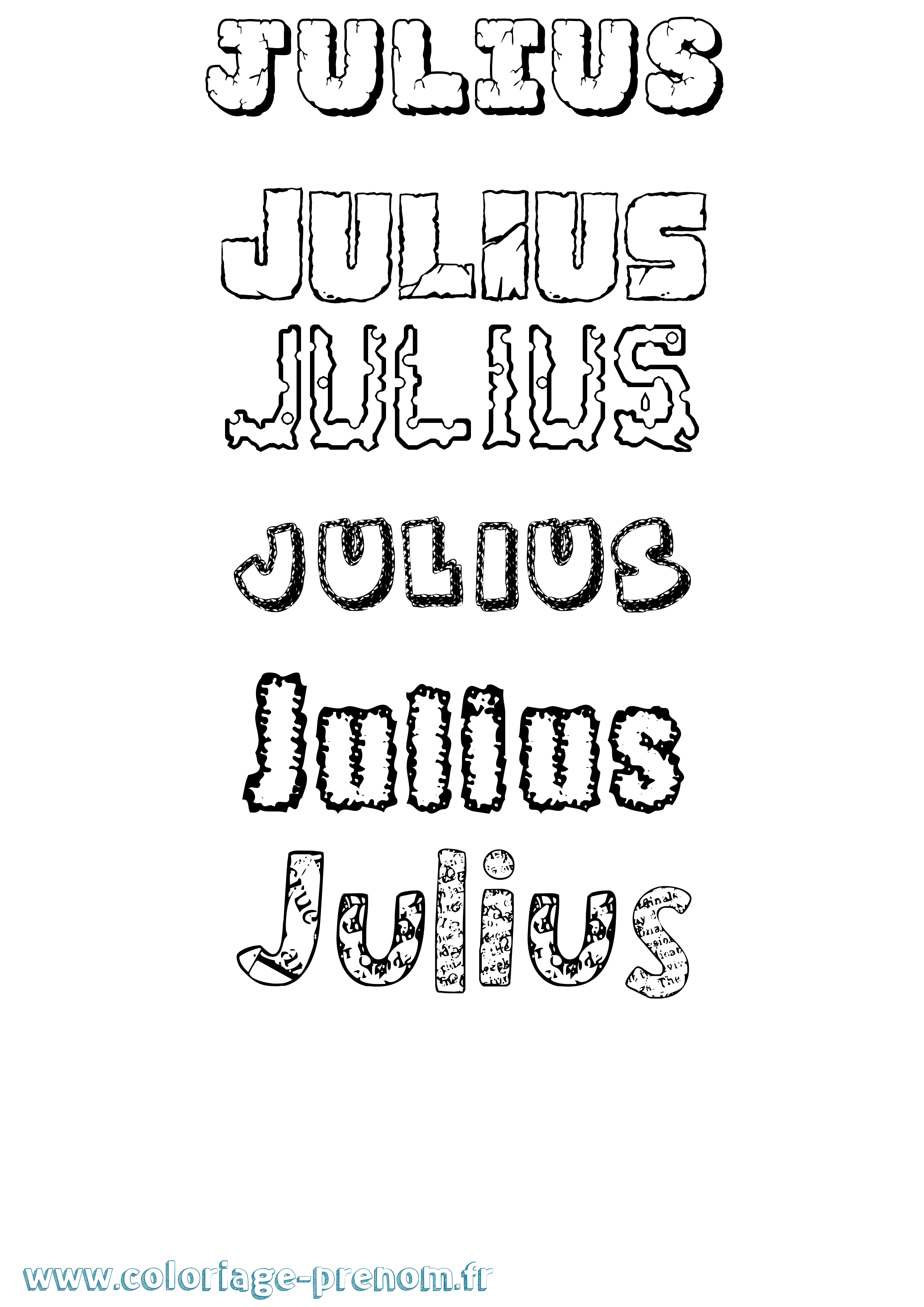 Coloriage prénom Julius Destructuré