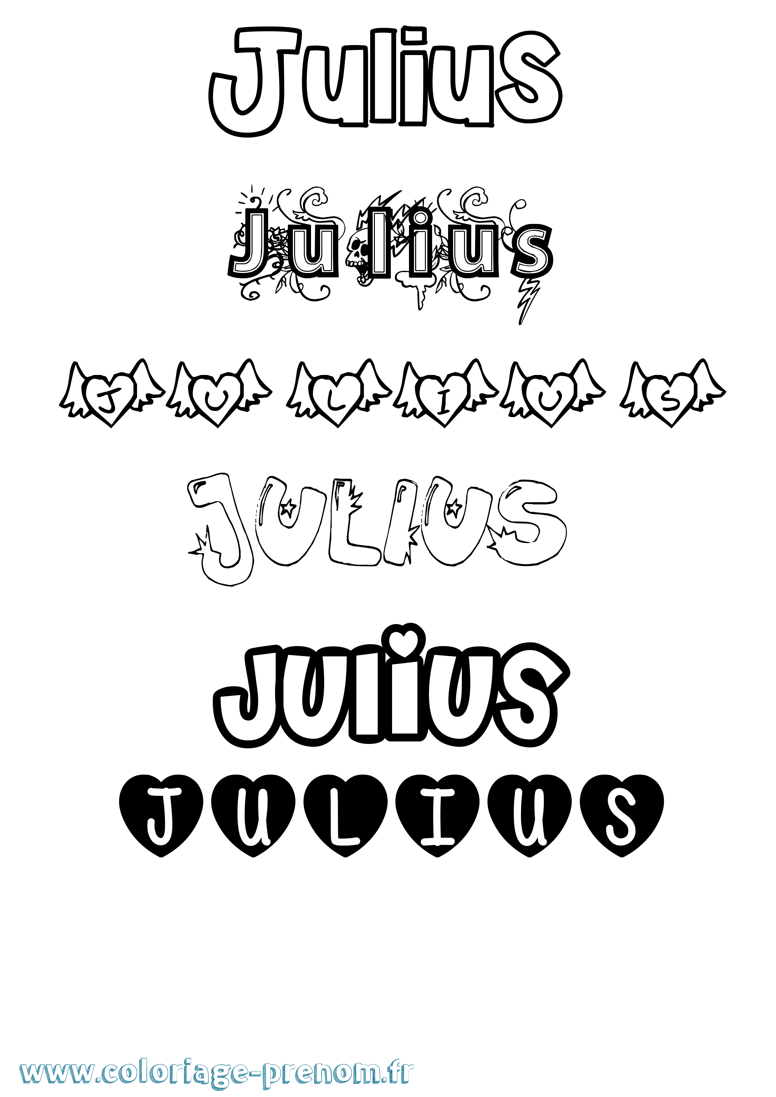 Coloriage prénom Julius Girly