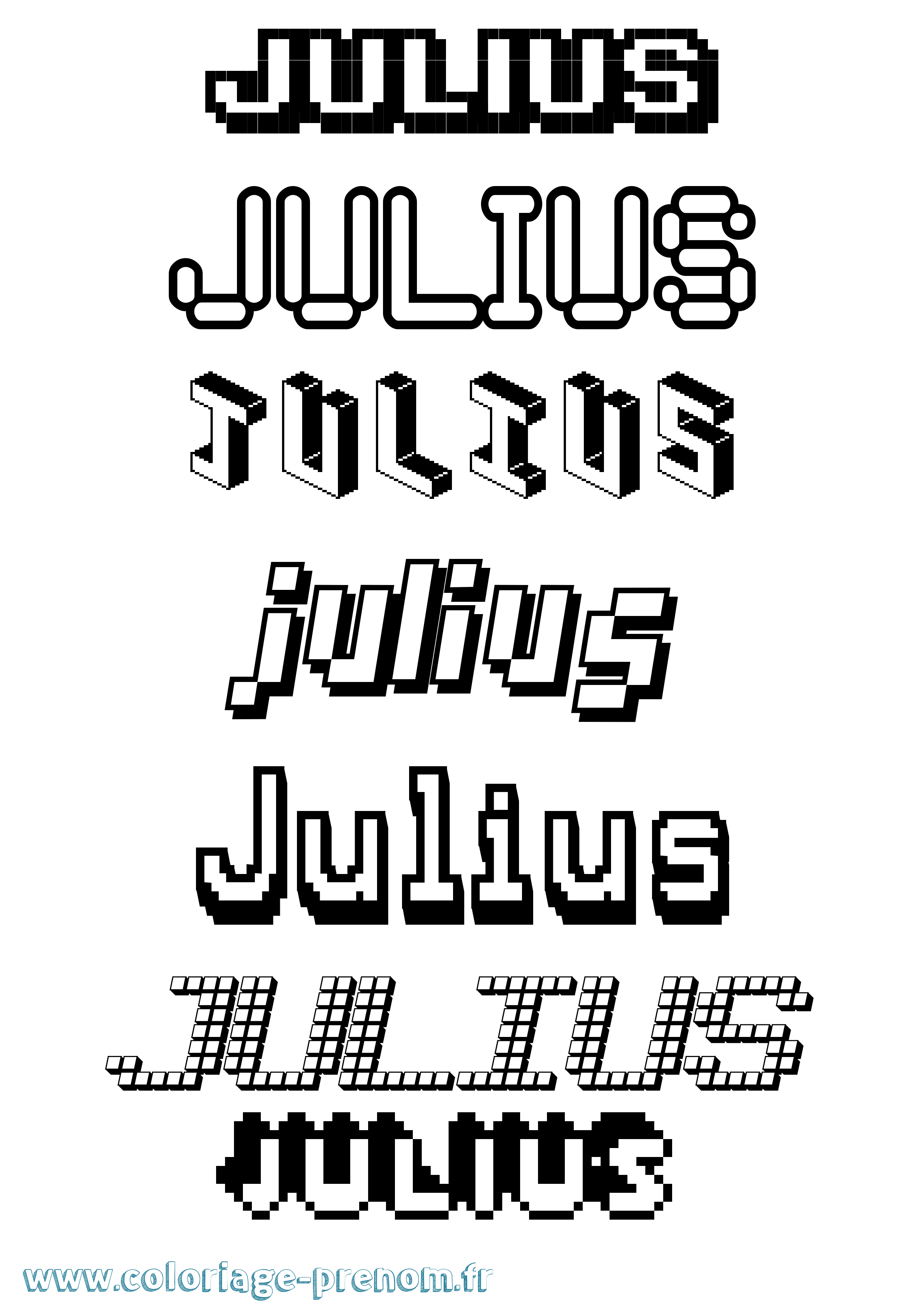 Coloriage prénom Julius Pixel