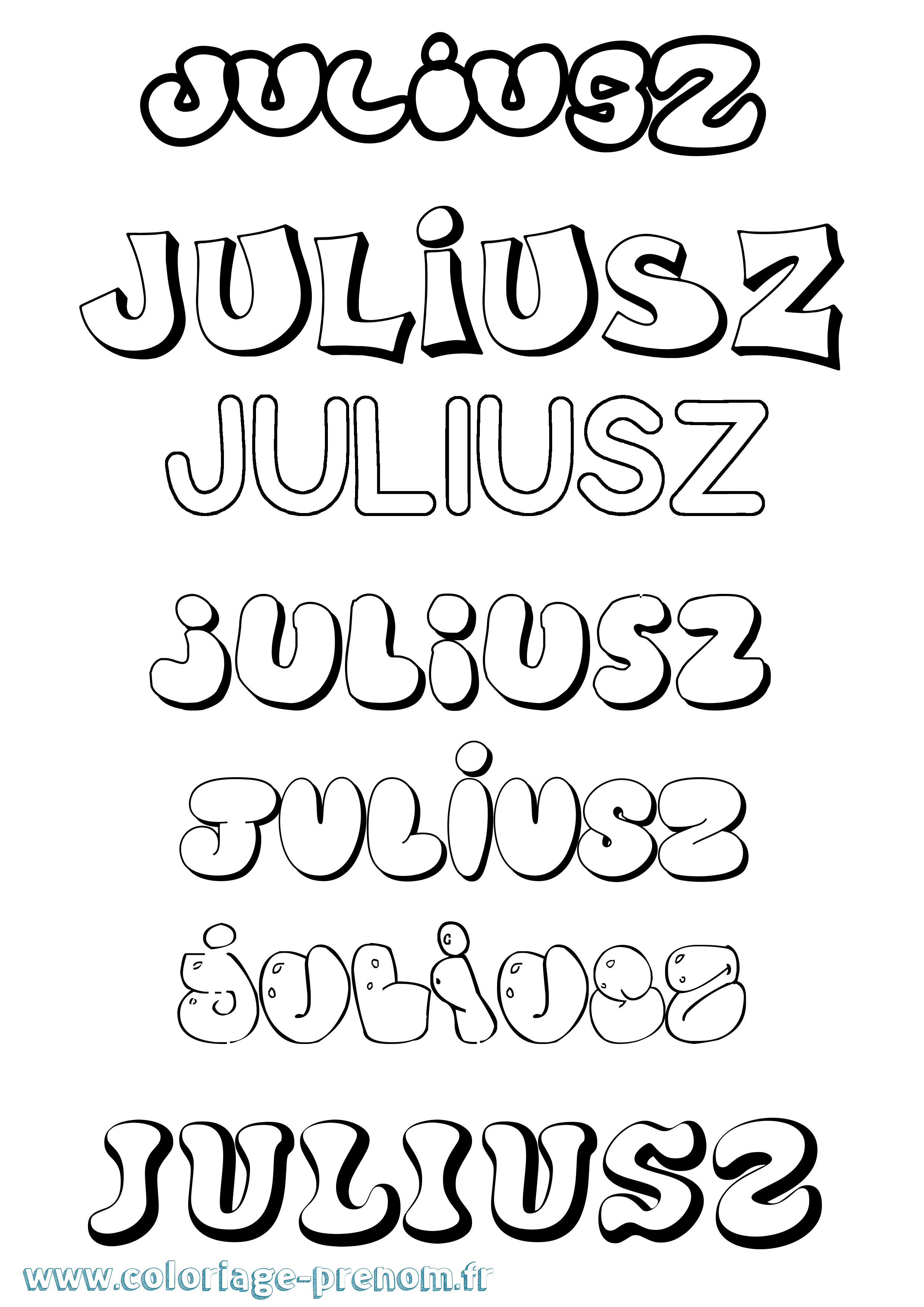 Coloriage Juliusz Bubble Coloriage prénom Juliusz Bubble