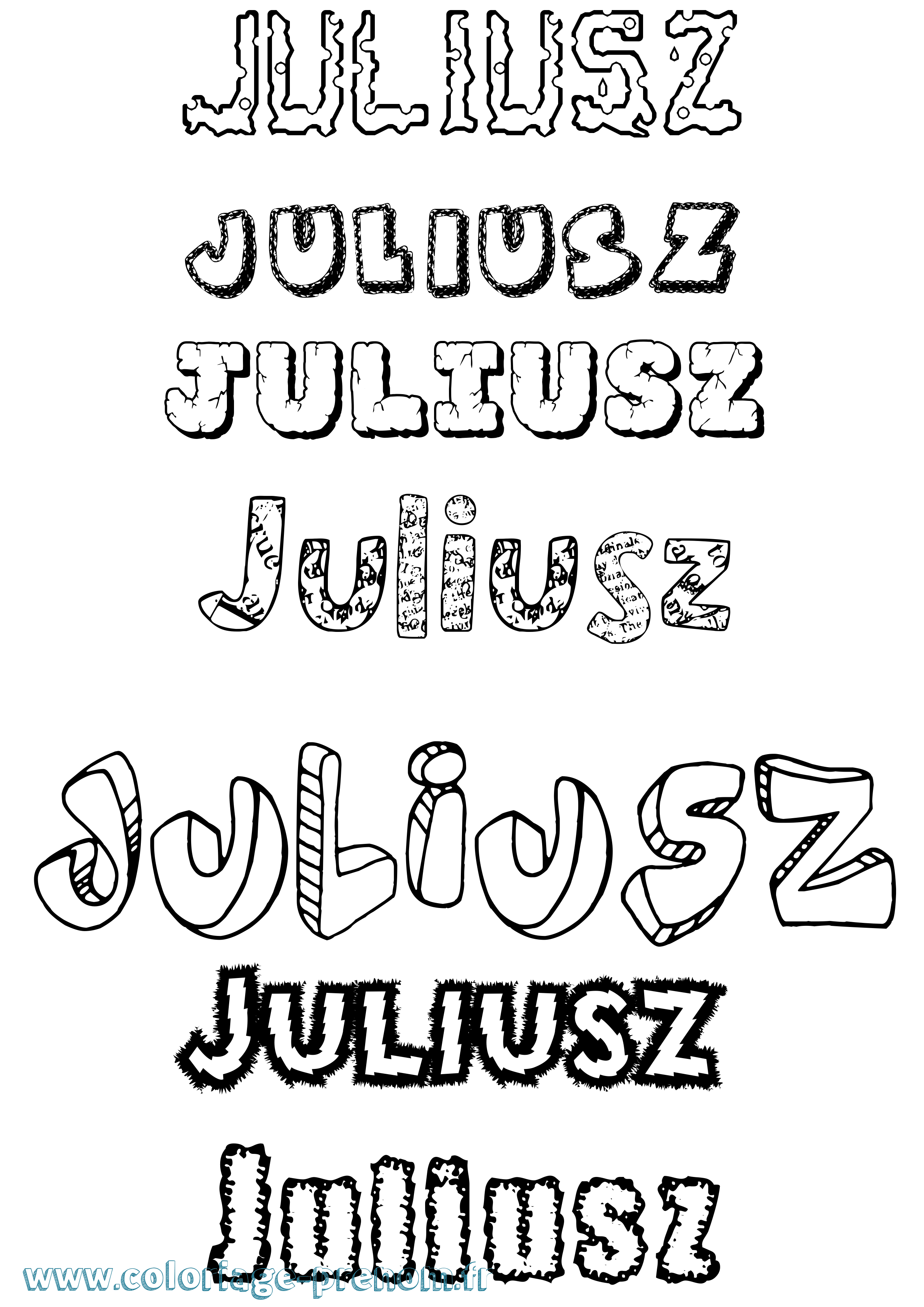 Coloriage Juliusz Destructuré Coloriage prénom Juliusz Destructuré
