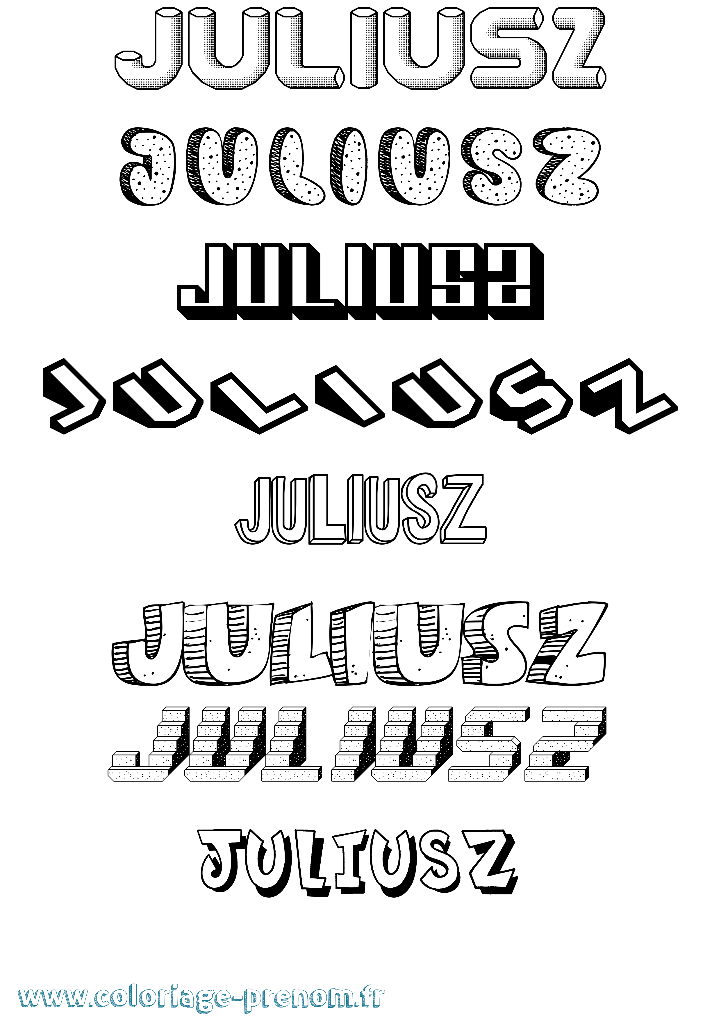 Coloriage Juliusz Effet 3D Coloriage prénom Juliusz Effet 3D