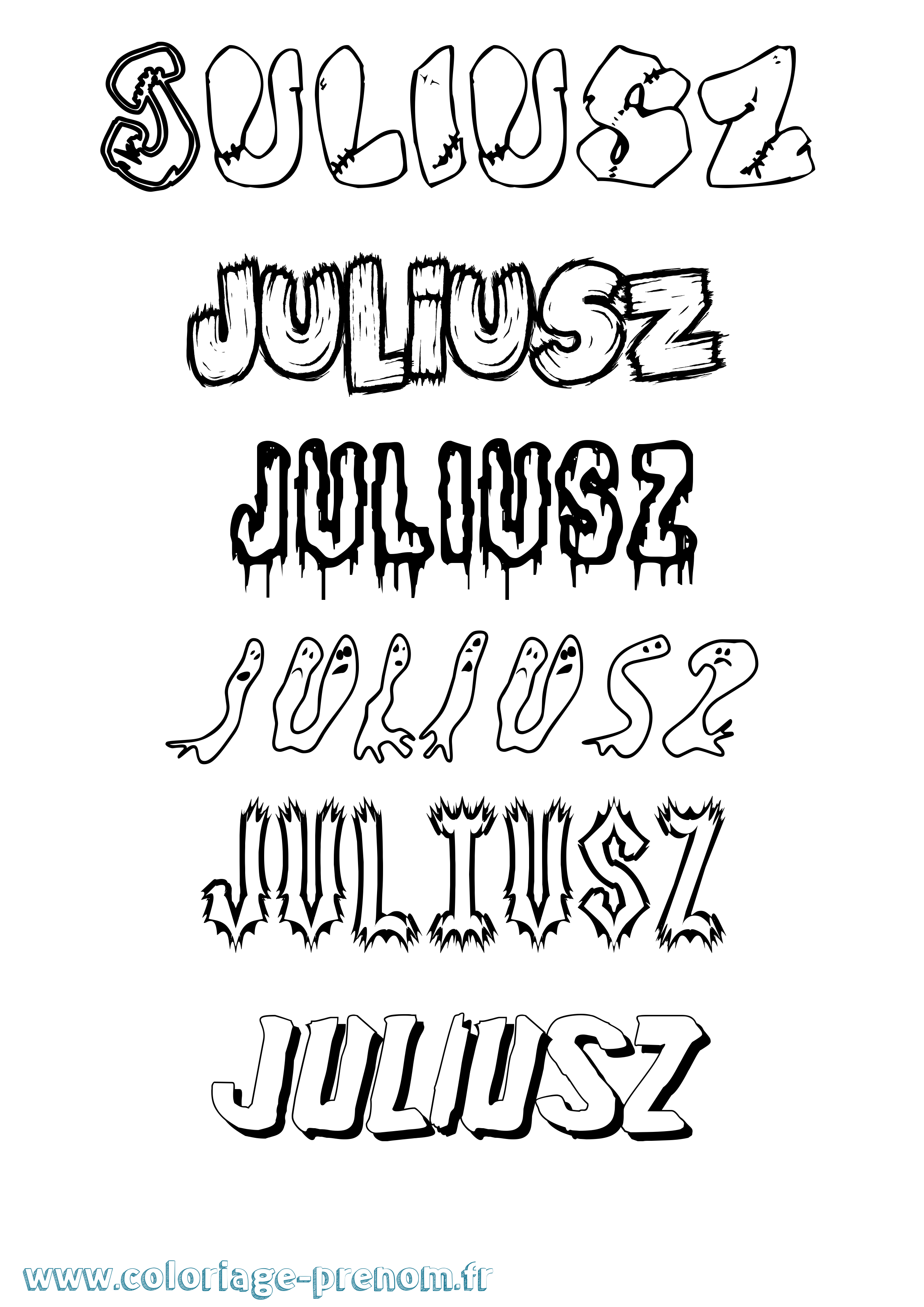 Coloriage Juliusz Frisson Coloriage prénom Juliusz Frisson