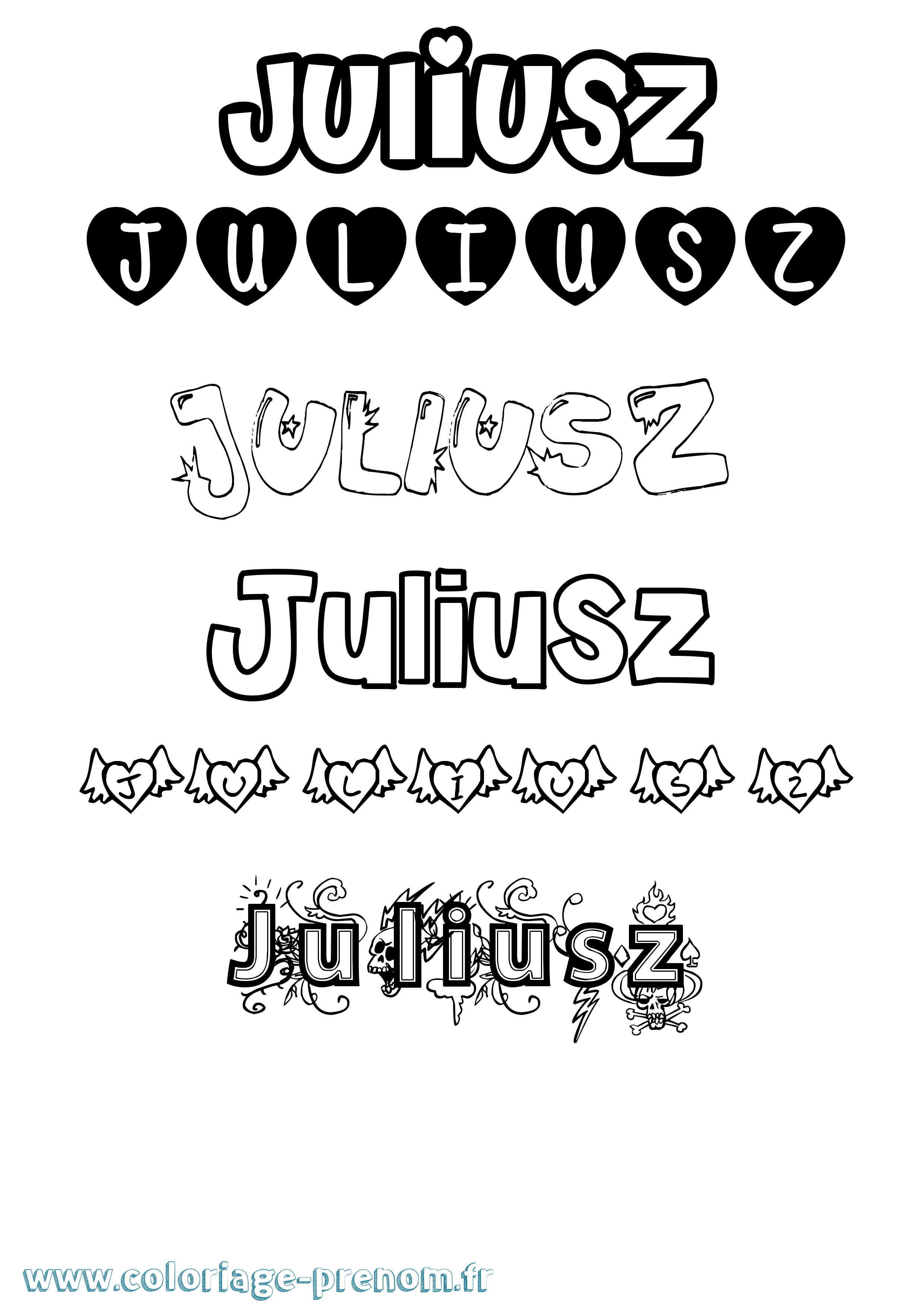 Coloriage Juliusz Girly Coloriage prénom Juliusz Girly