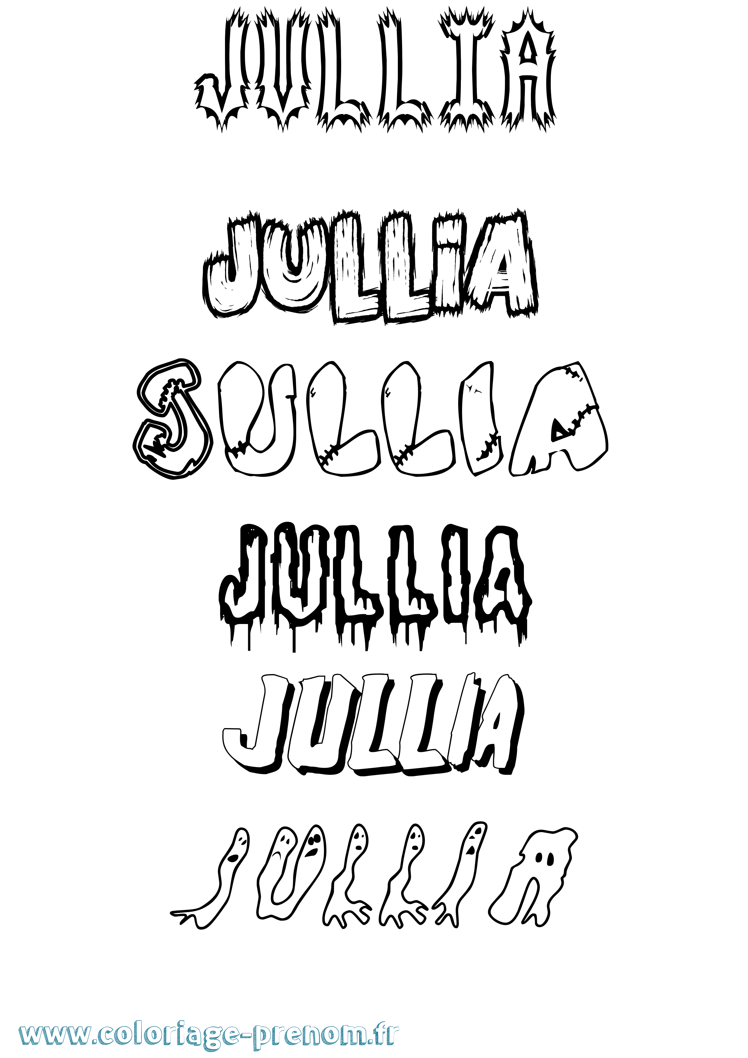 Coloriage prénom Jullia Frisson