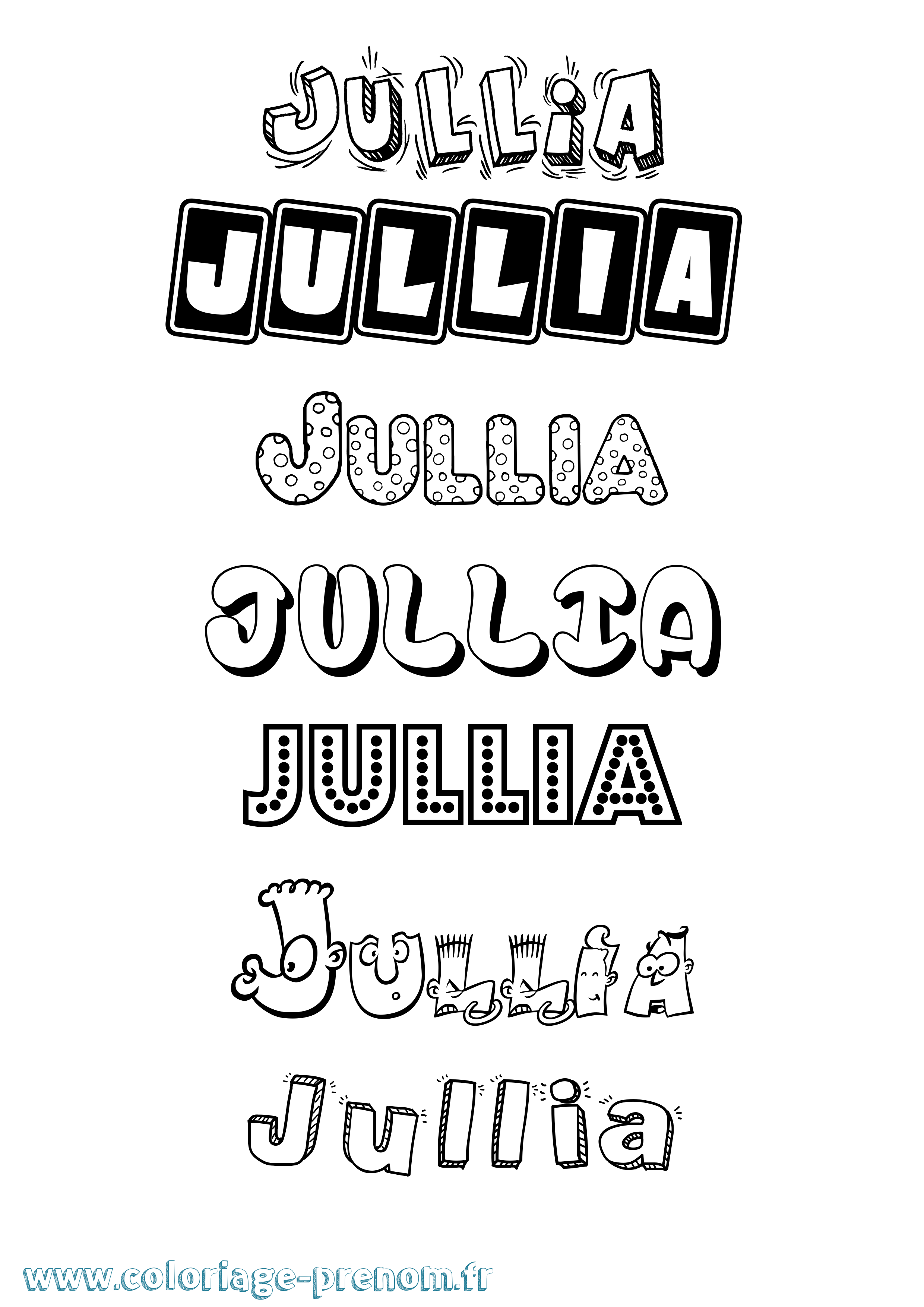 Coloriage prénom Jullia Fun
