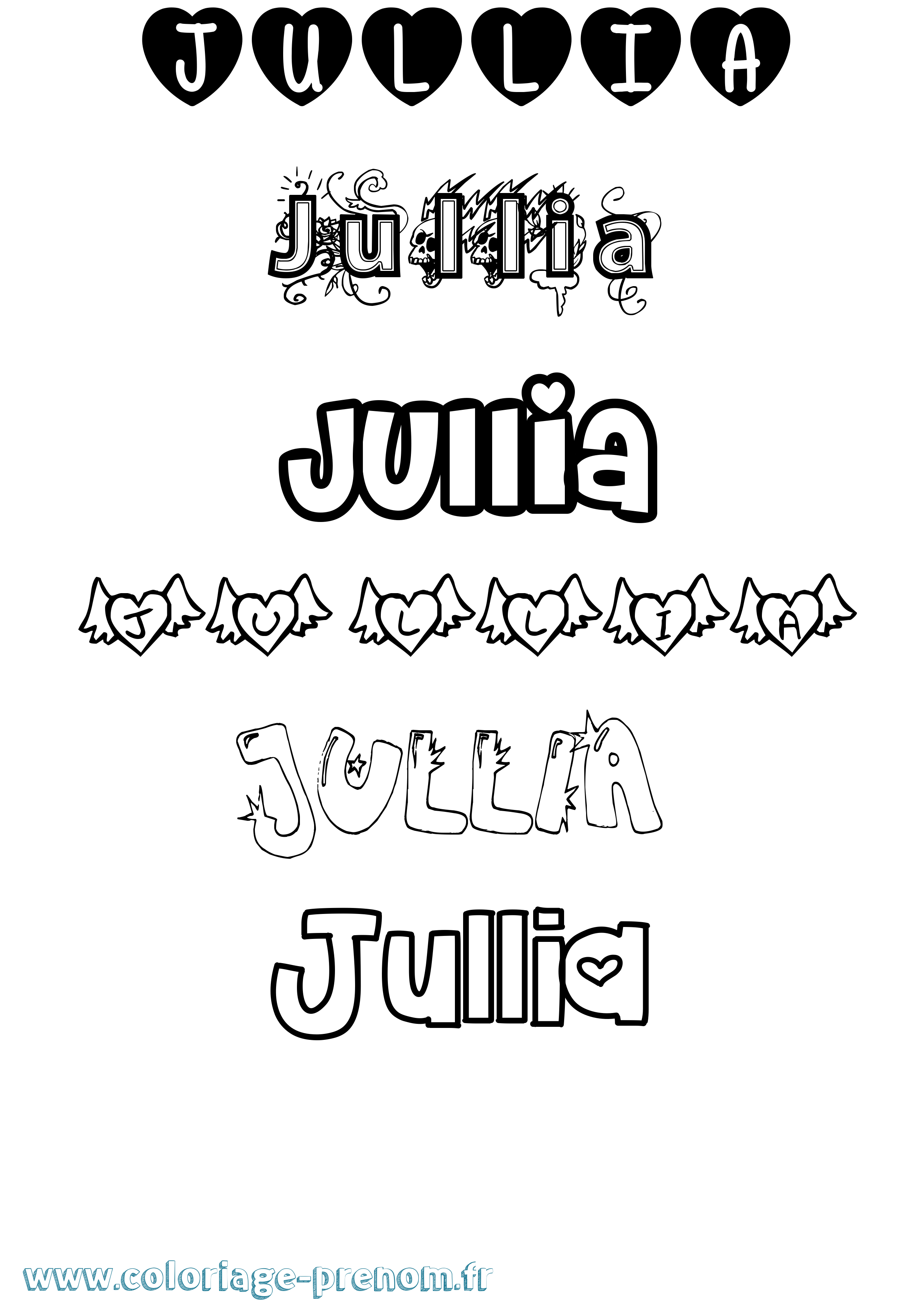Coloriage prénom Jullia Girly