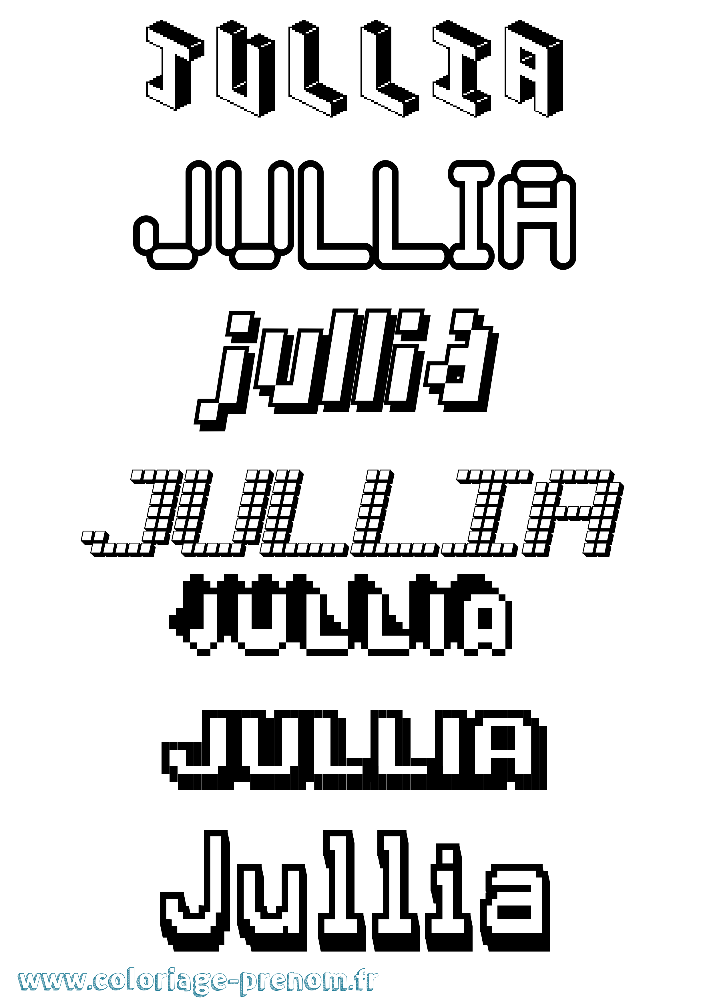 Coloriage prénom Jullia Pixel