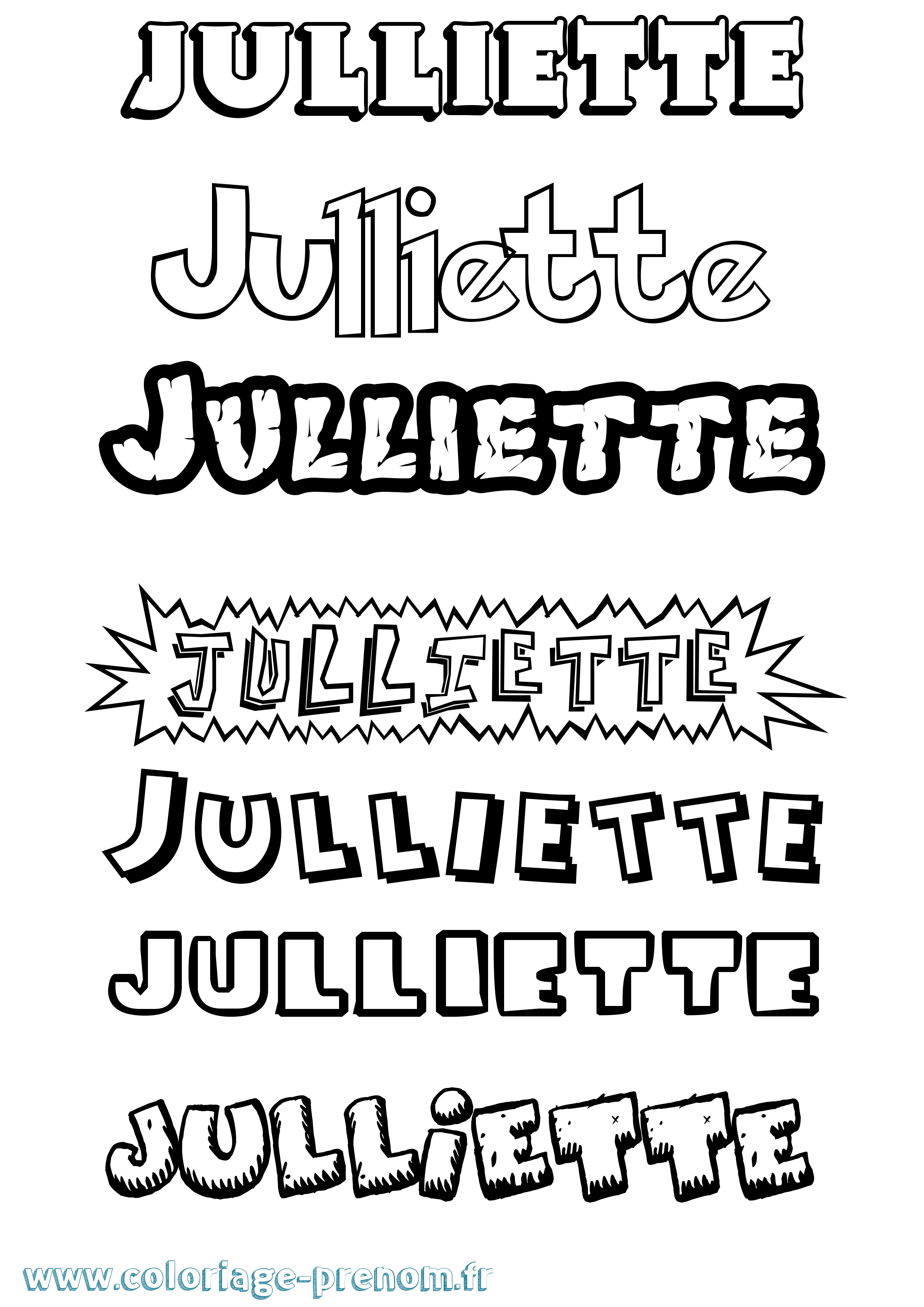 Coloriage Julliette Dessin Animé Coloriage prénom Julliette Dessin Animé