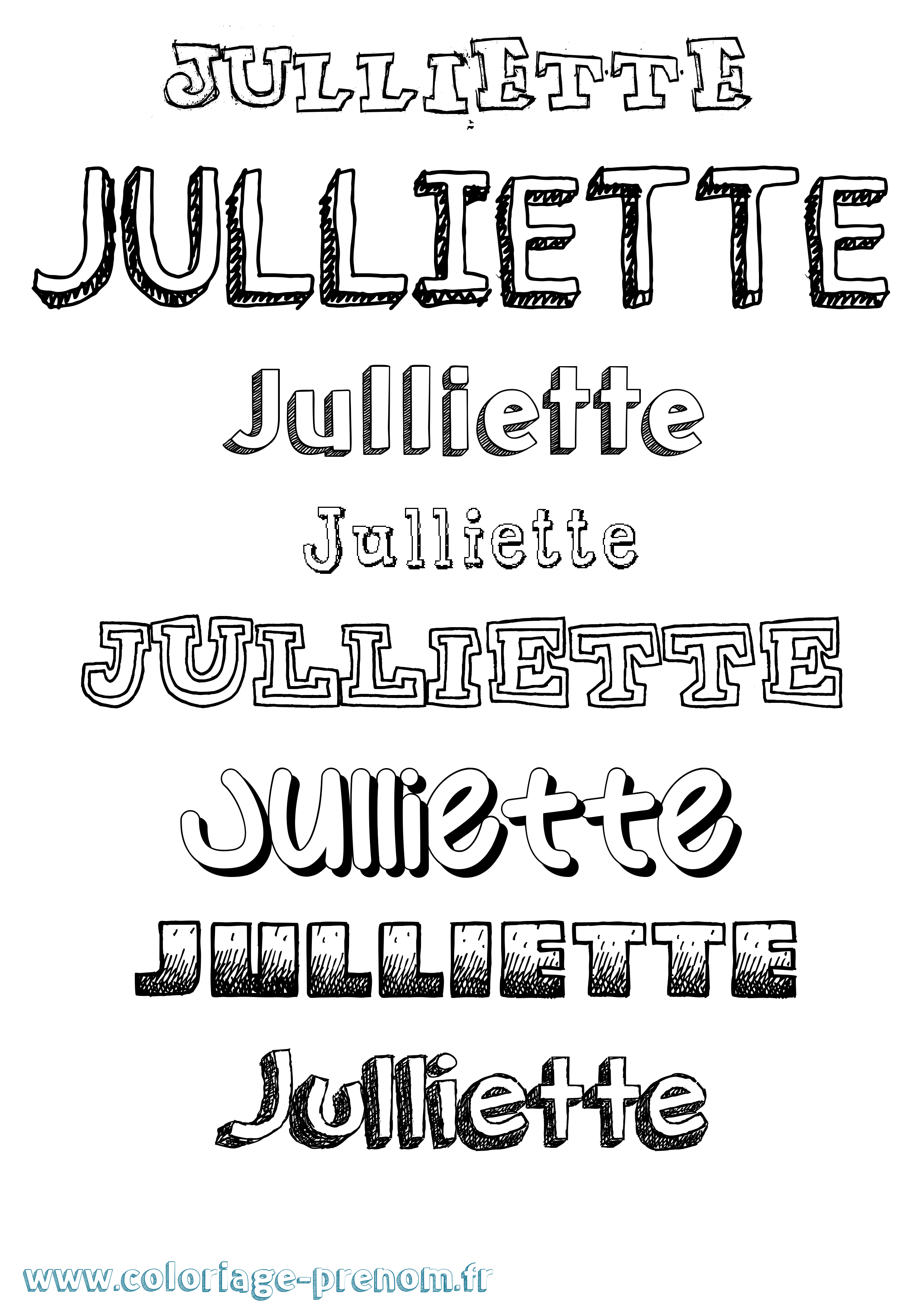 Coloriage Julliette Dessiné Coloriage prénom Julliette Dessiné