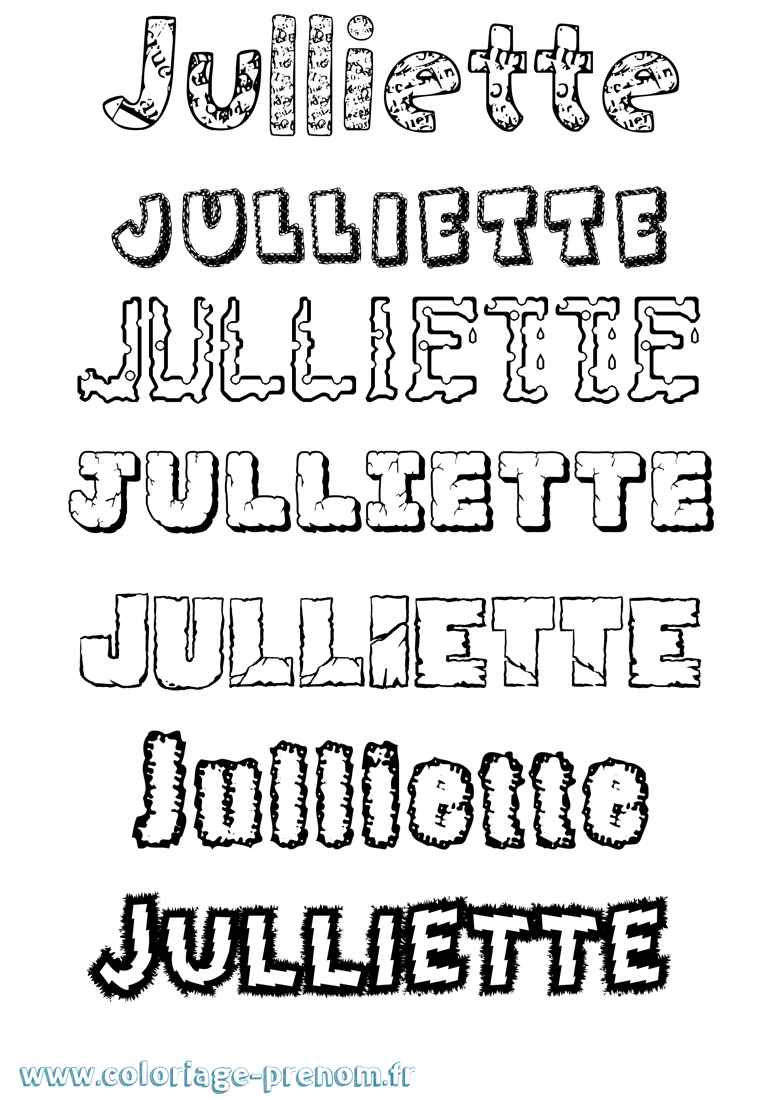 Coloriage Julliette Destructuré Coloriage prénom Julliette Destructuré