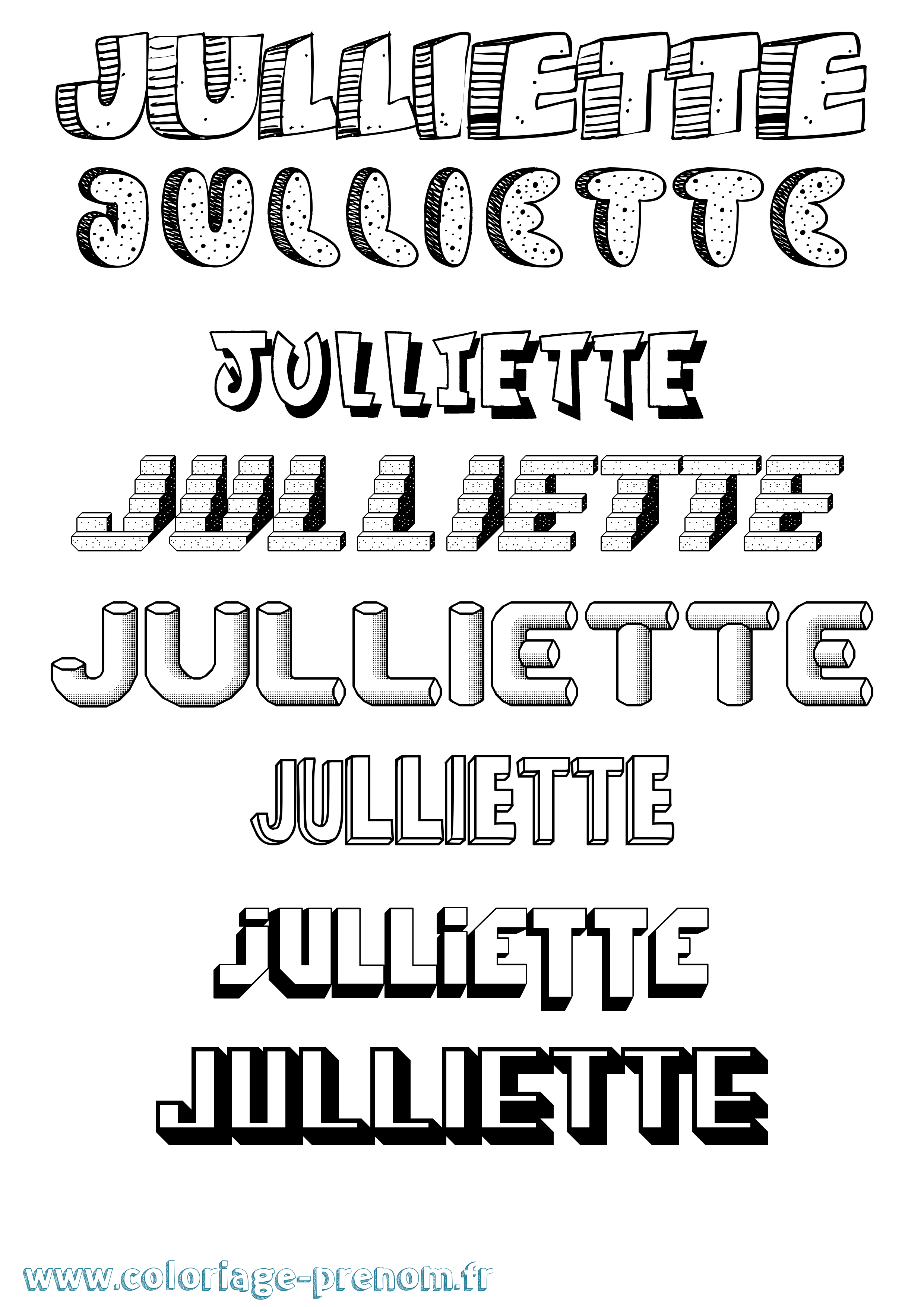 Coloriage Julliette Effet 3D Coloriage prénom Julliette Effet 3D