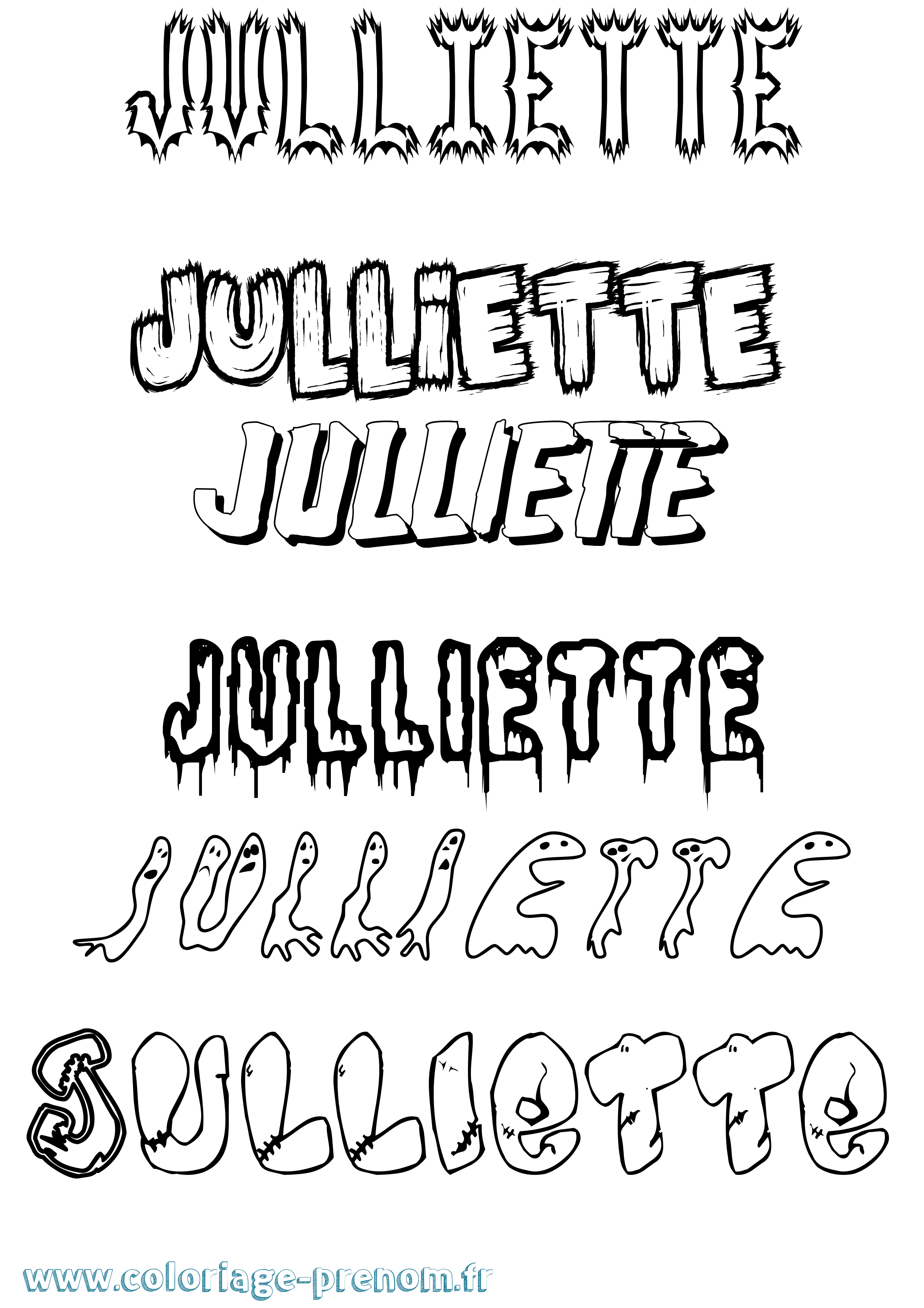 Coloriage prénom Julliette Frisson
