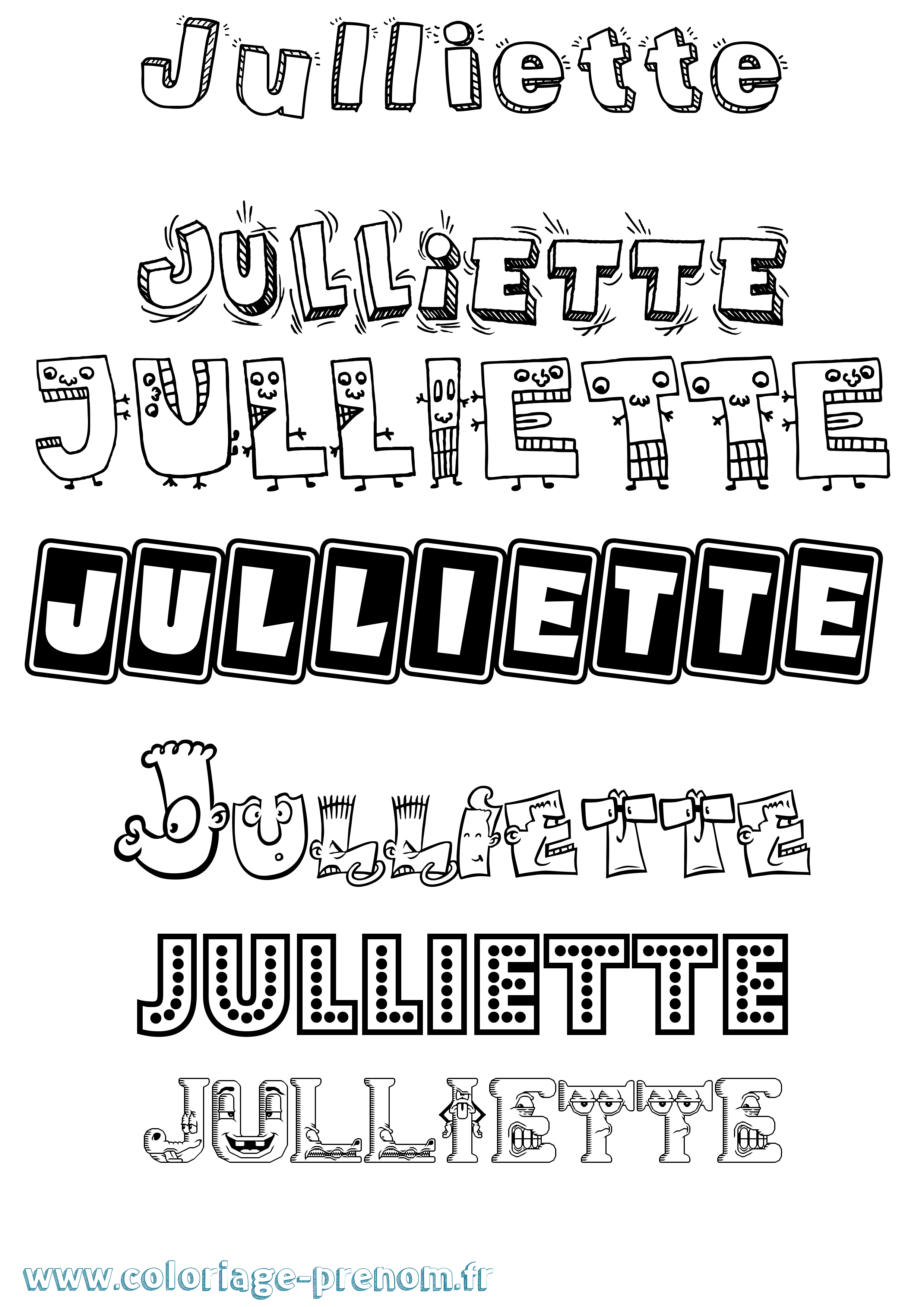 Coloriage prénom Julliette Fun