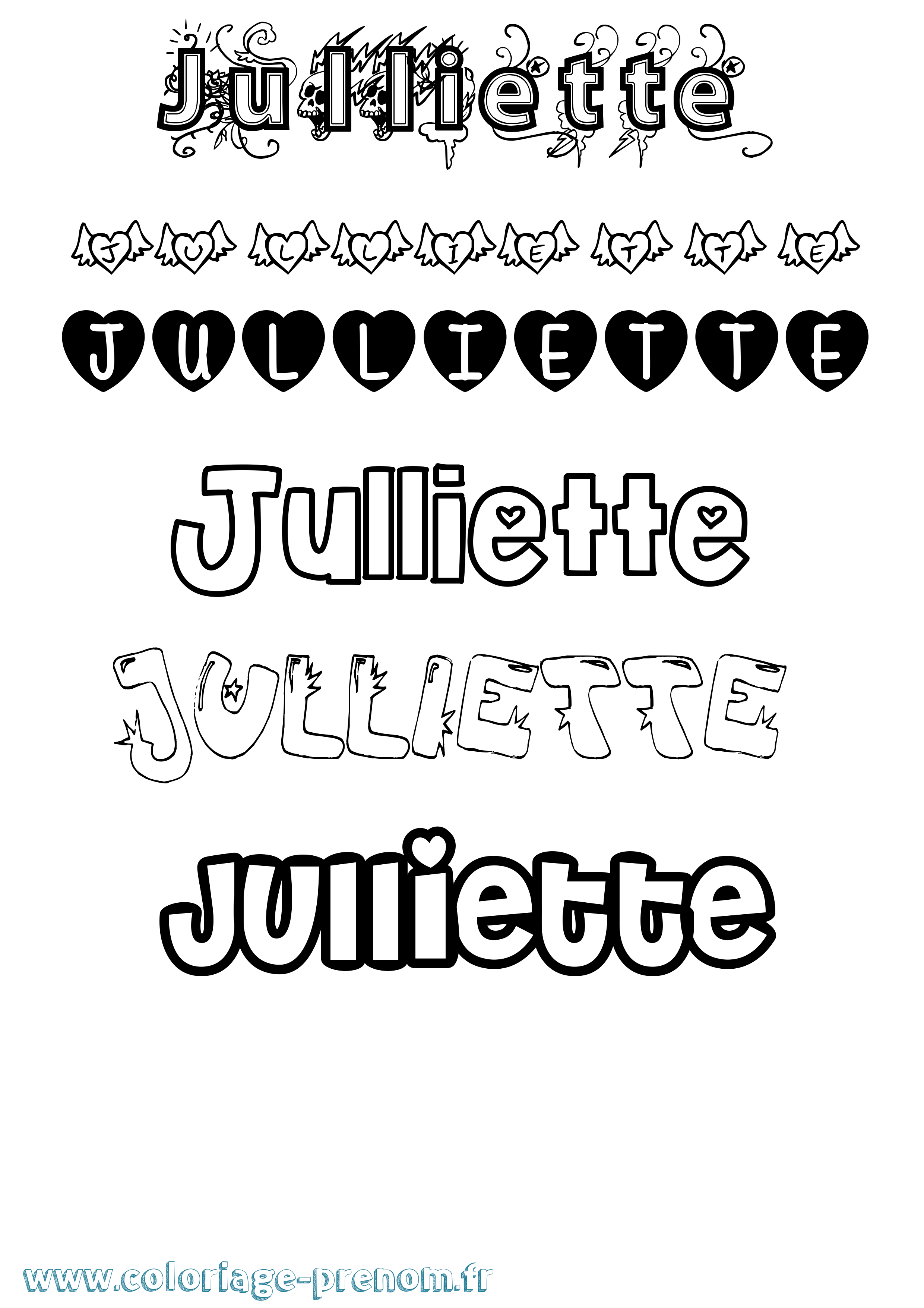 Coloriage Julliette Girly Coloriage prénom Julliette Girly