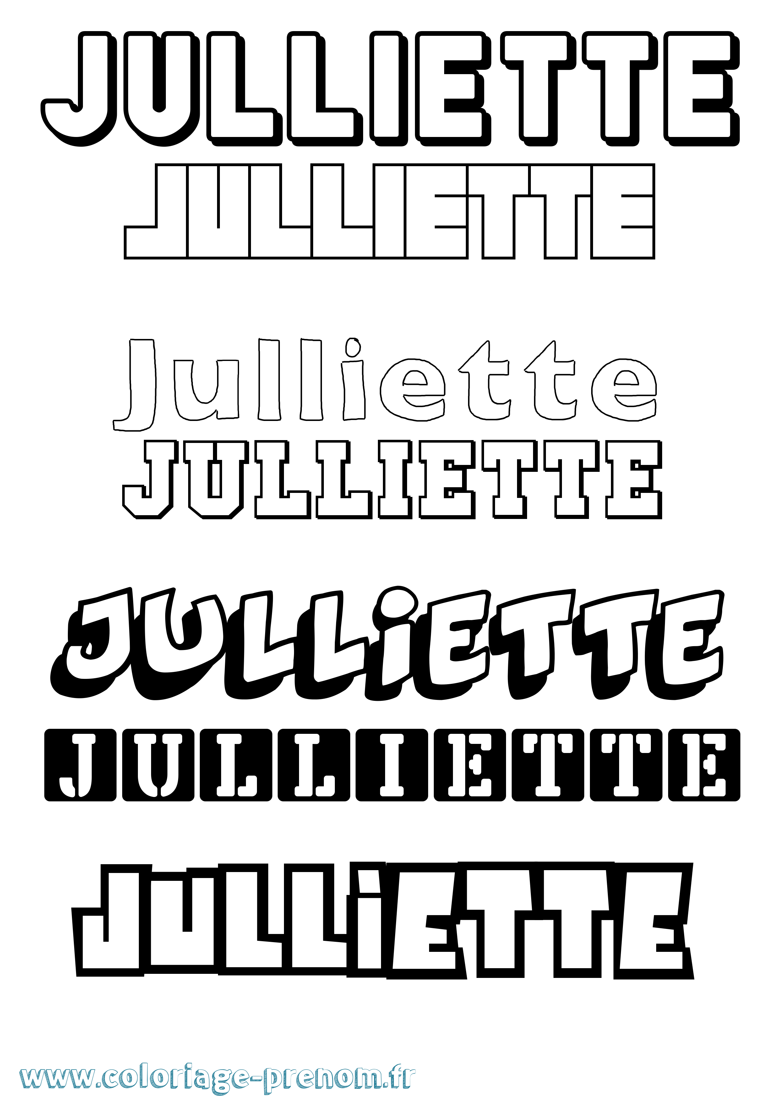 Coloriage Julliette Simple Coloriage prénom Julliette Simple