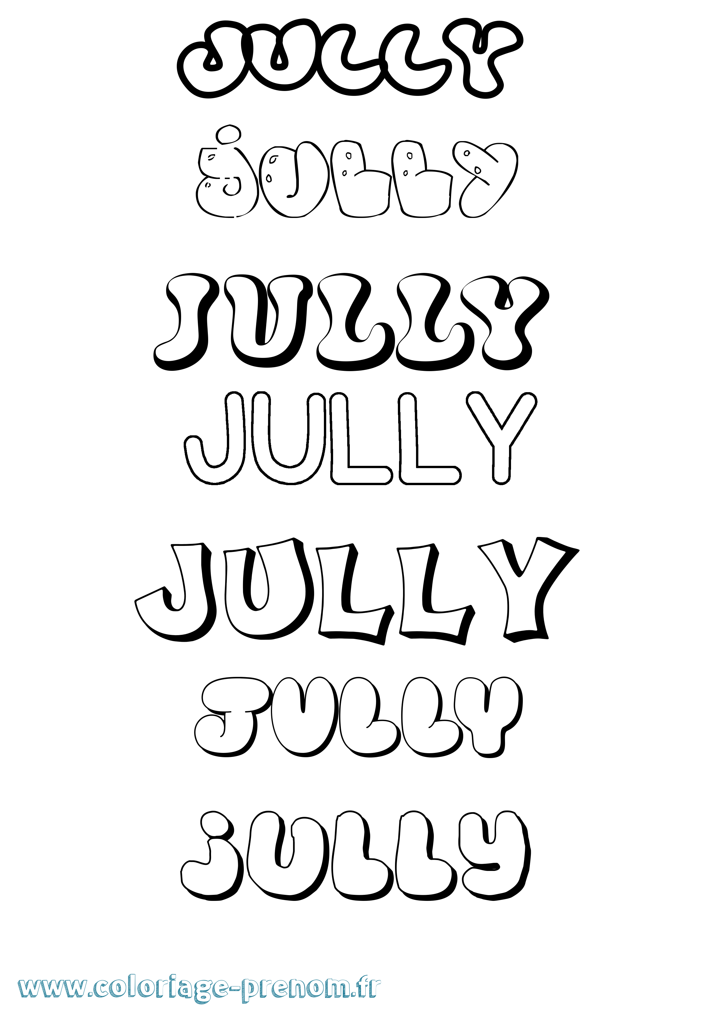 Coloriage prénom Jully Bubble
