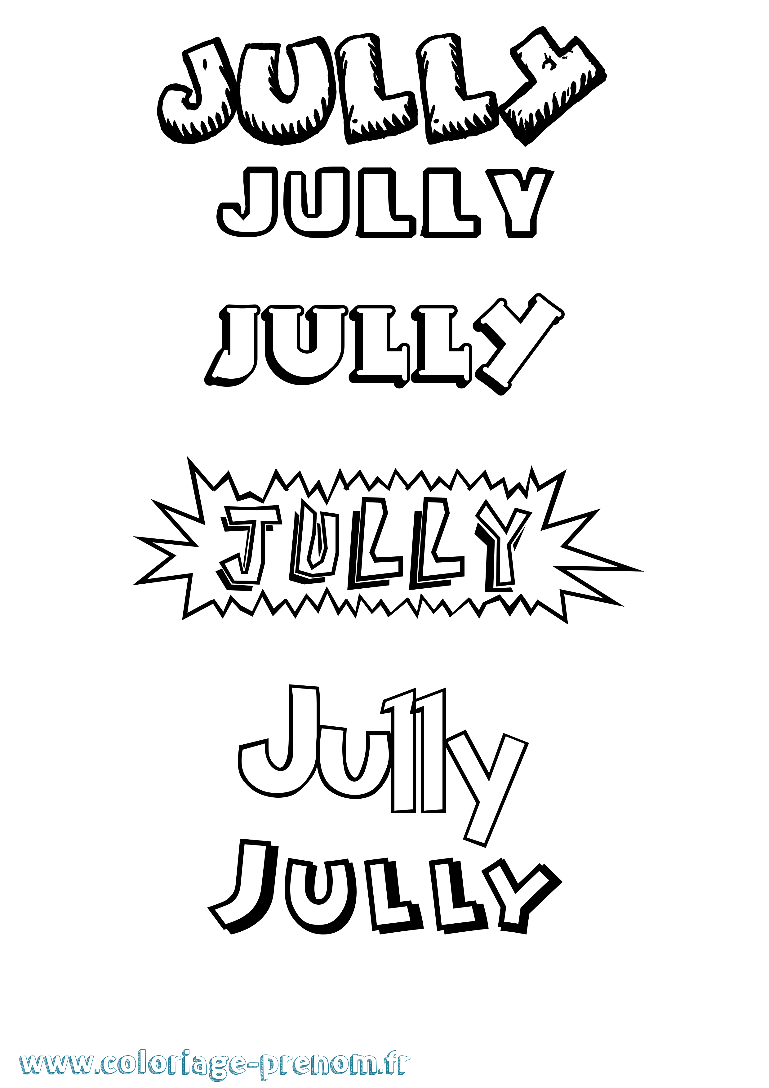 Coloriage Jully Dessin Animé Coloriage prénom Jully Dessin Animé