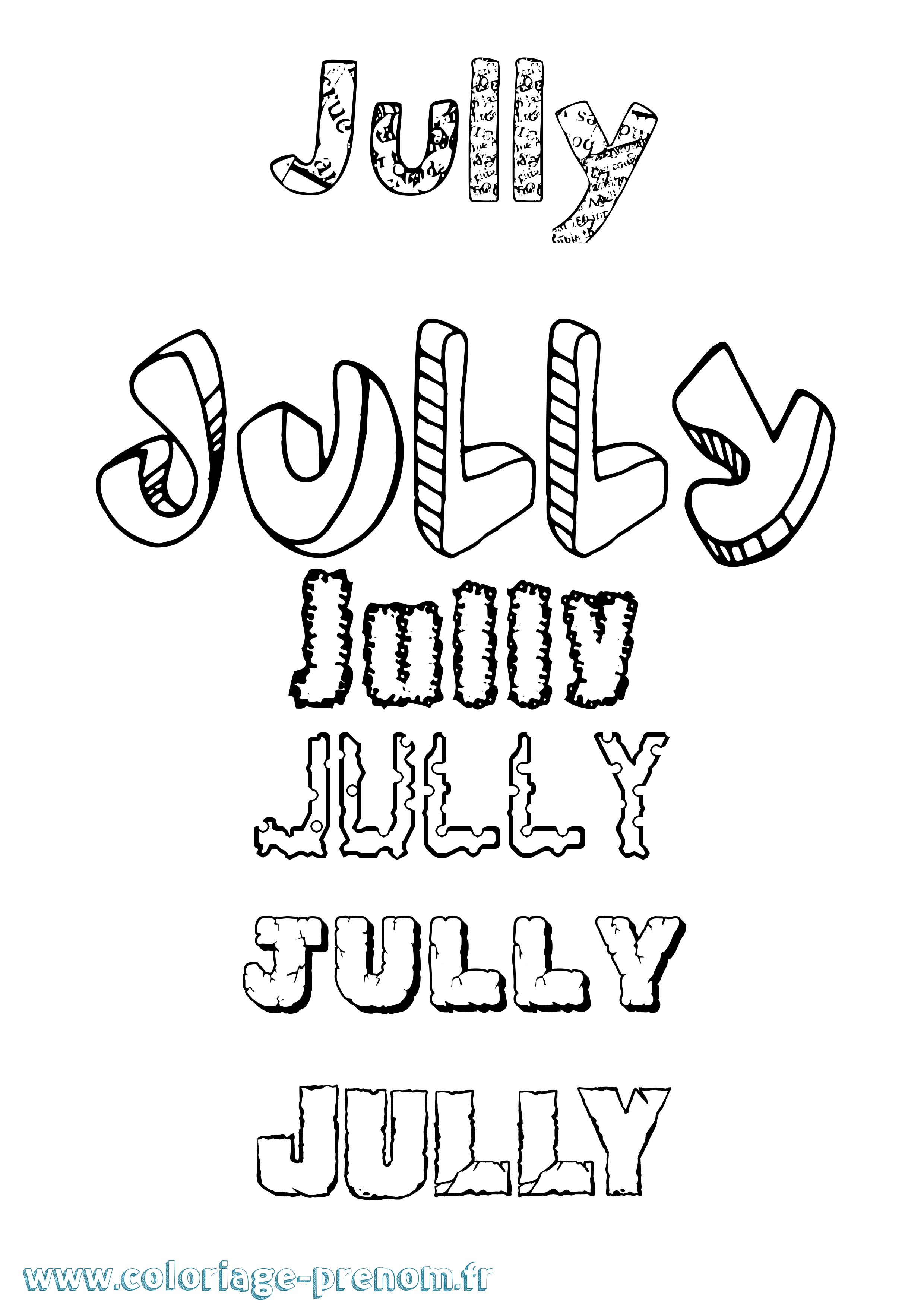 Coloriage Jully Destructuré Coloriage prénom Jully Destructuré