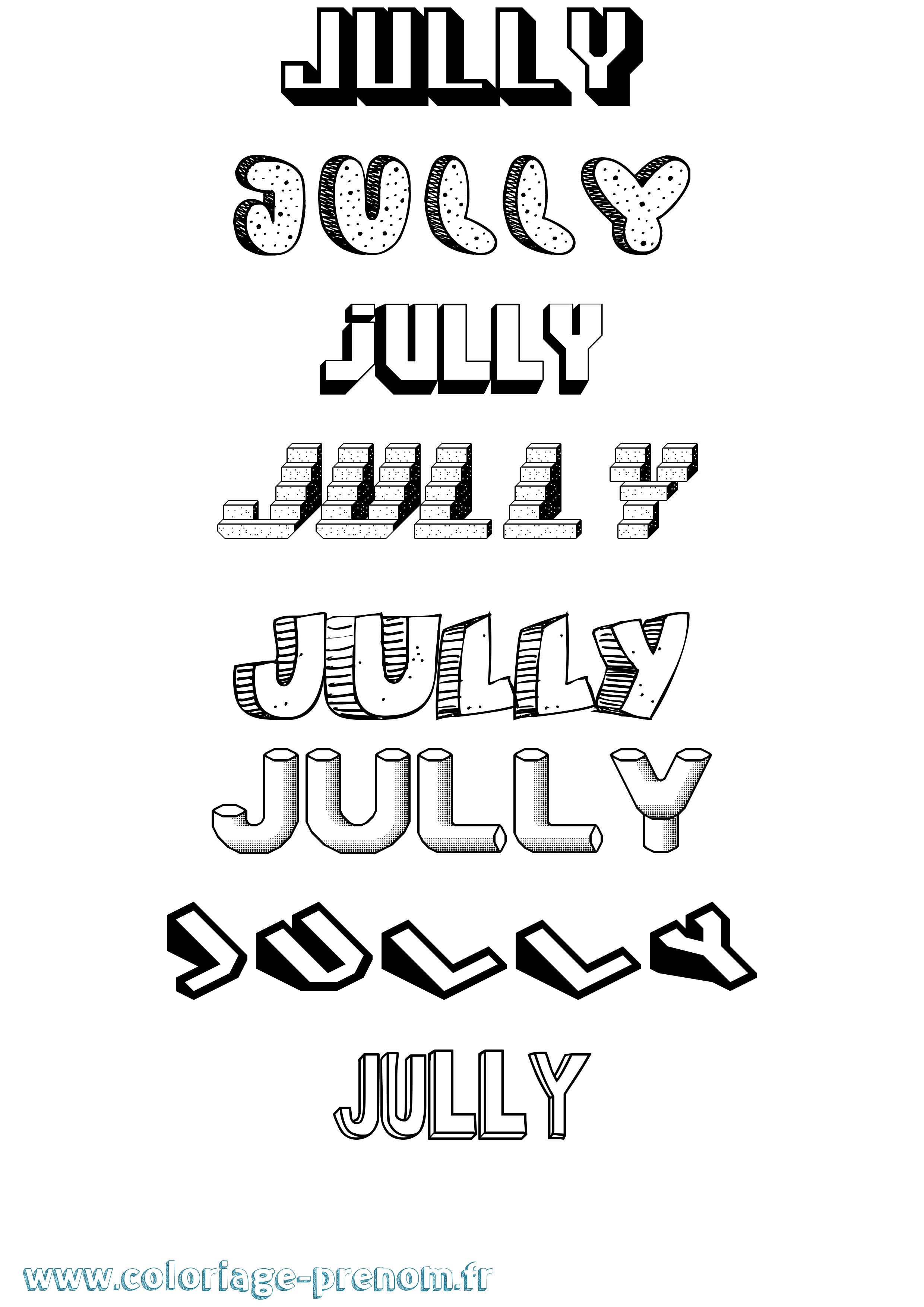 Coloriage Jully Effet 3D Coloriage prénom Jully Effet 3D