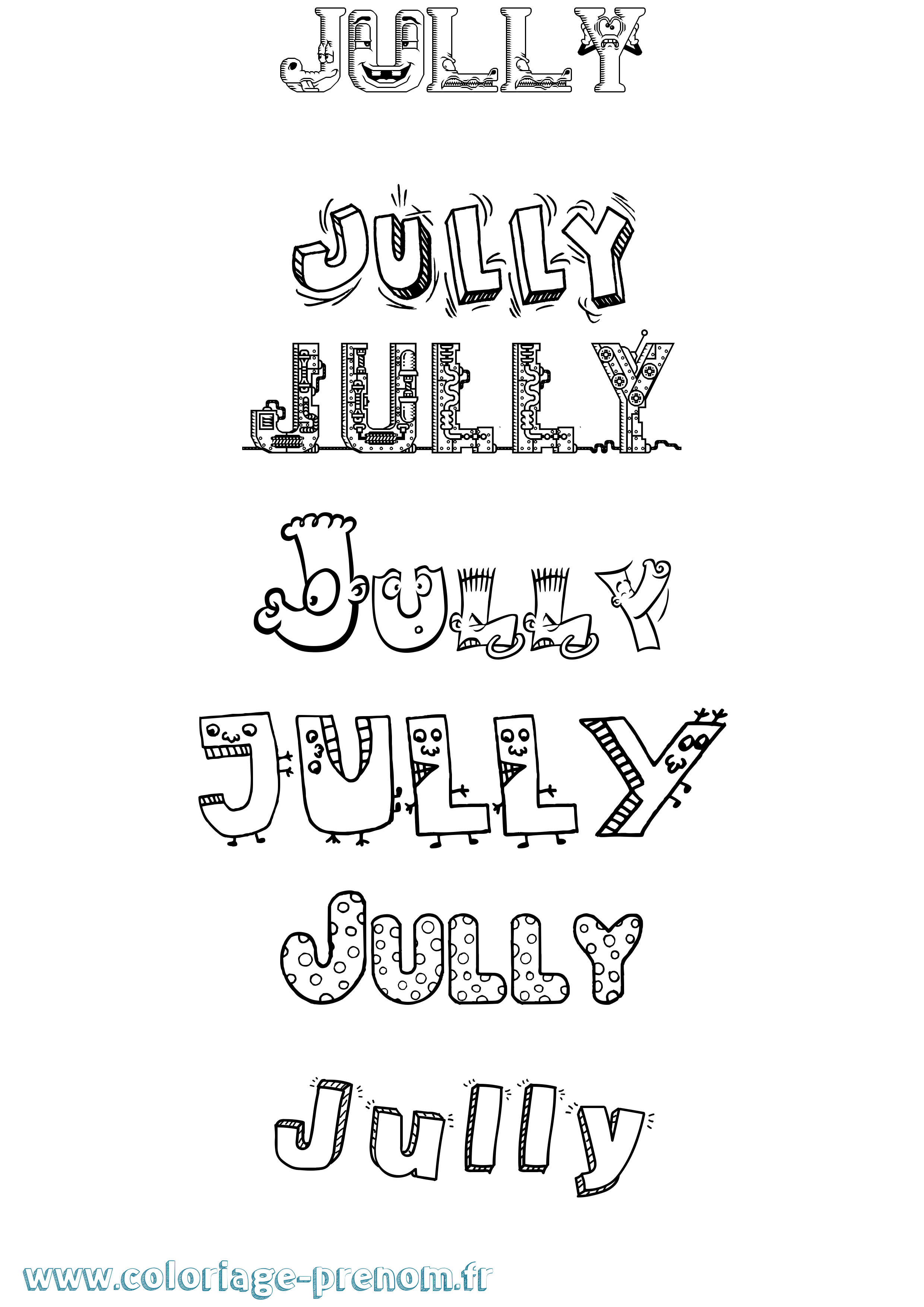 Coloriage prénom Jully Fun