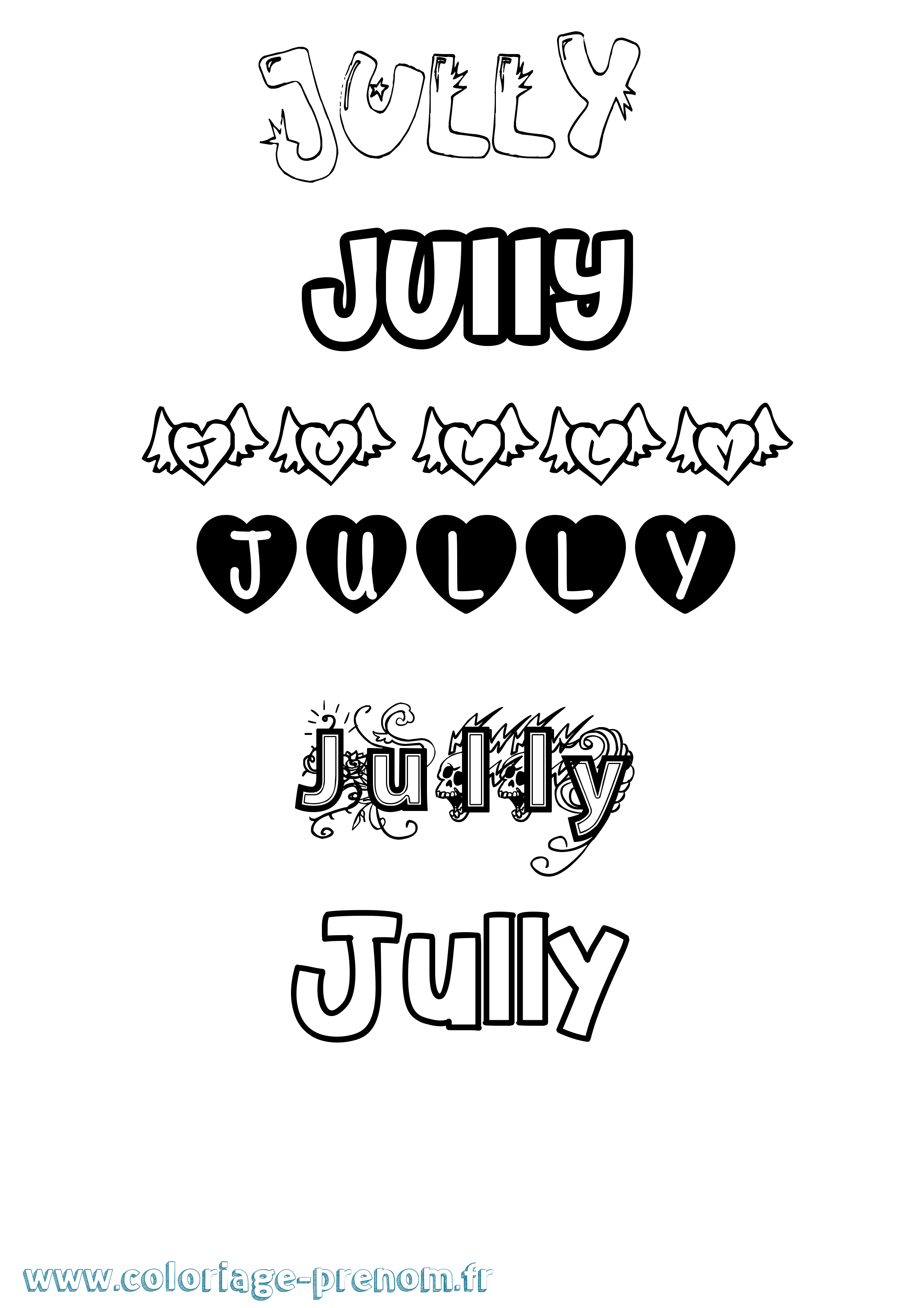 Coloriage Jully Girly Coloriage prénom Jully Girly