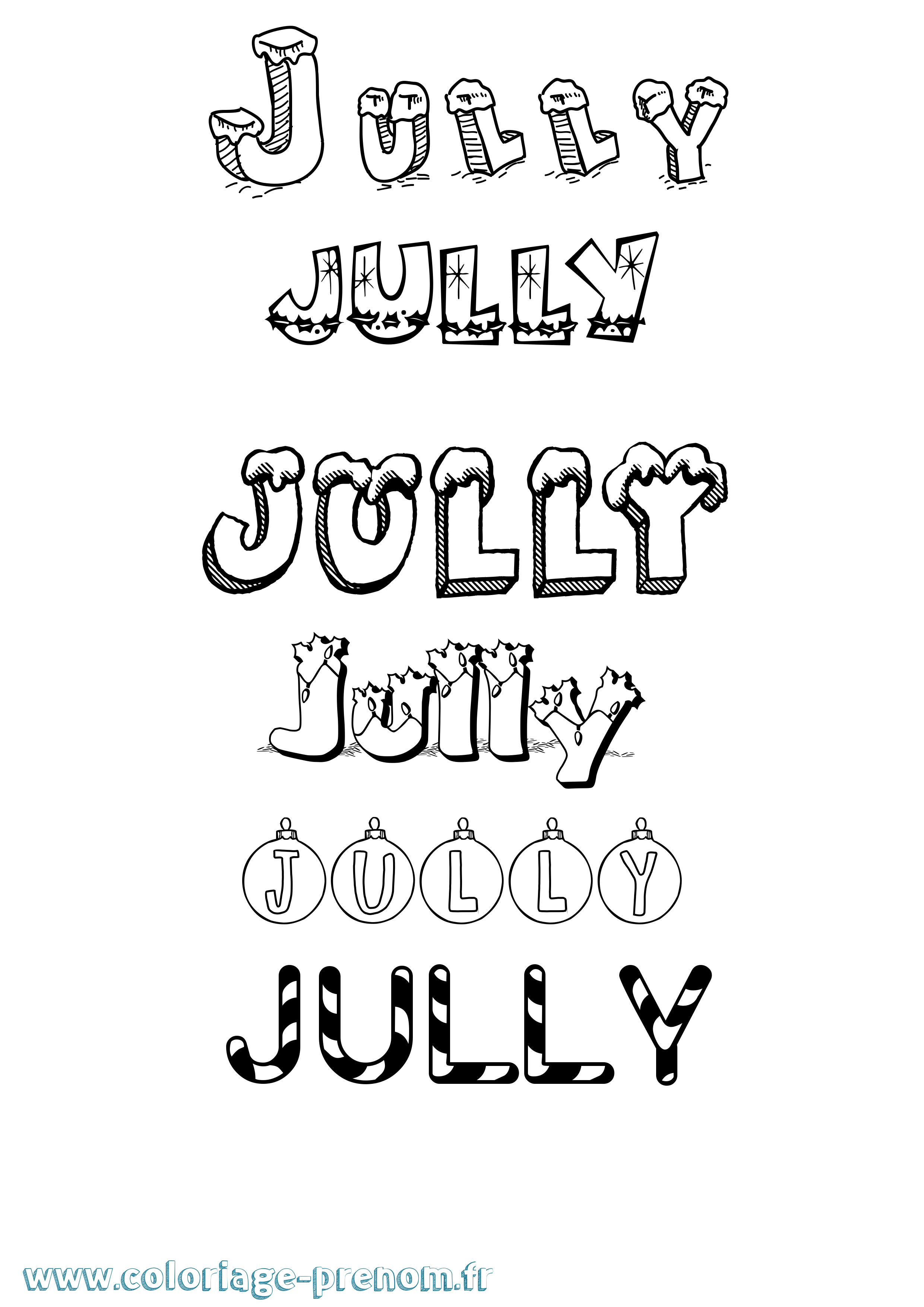 Coloriage Jully Noël Coloriage prénom Jully Noël