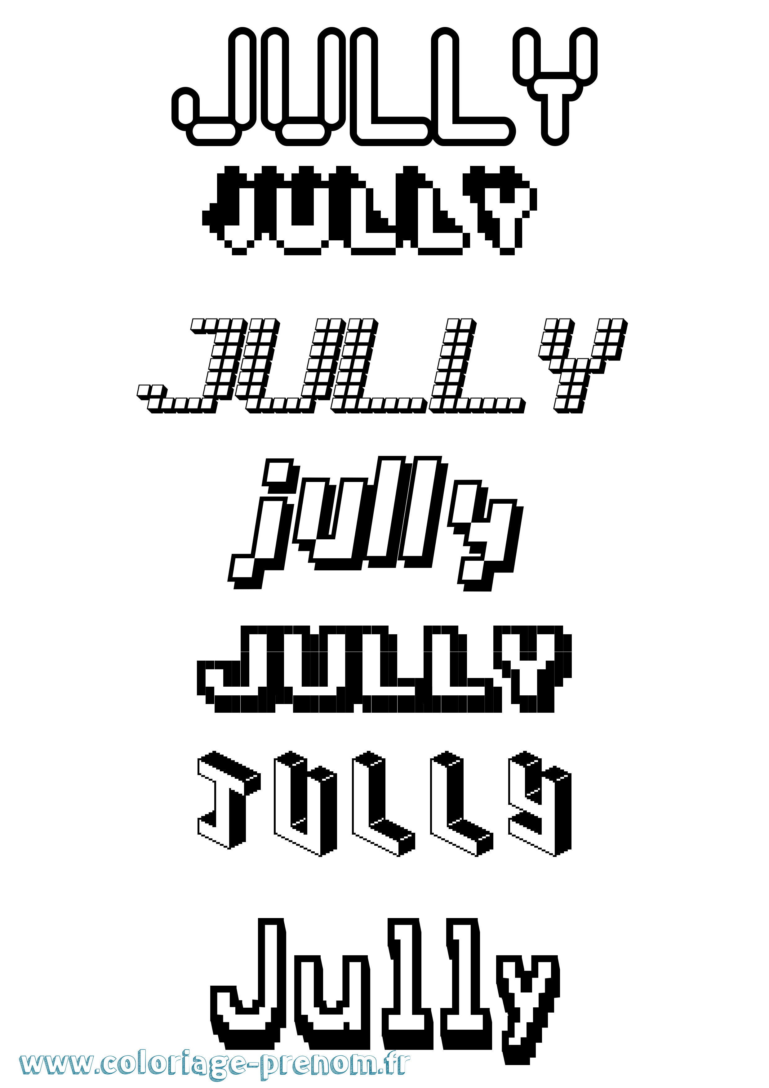Coloriage Jully Pixel Coloriage prénom Jully Pixel