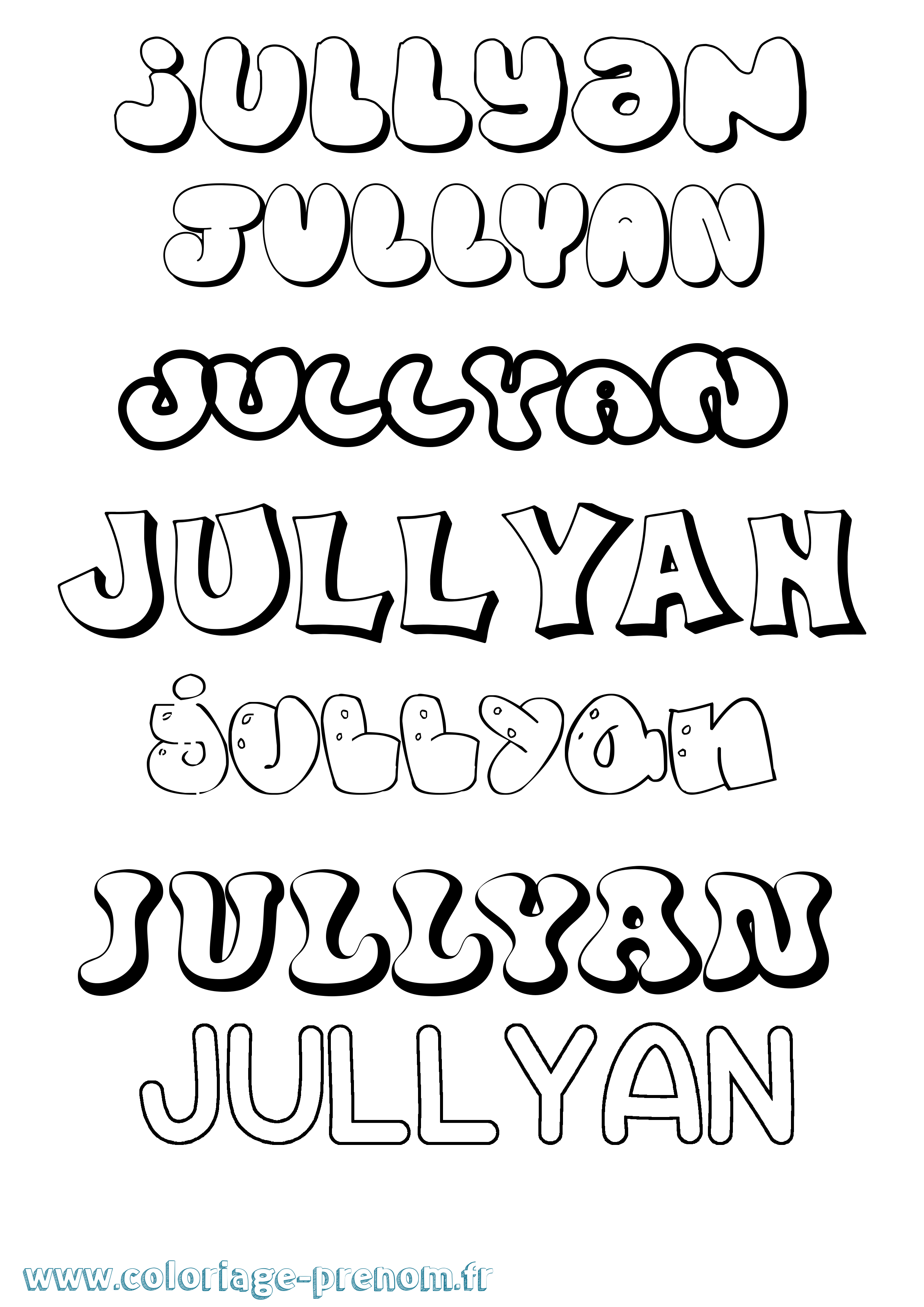 Coloriage Jullyan Bubble Coloriage prénom Jullyan Bubble
