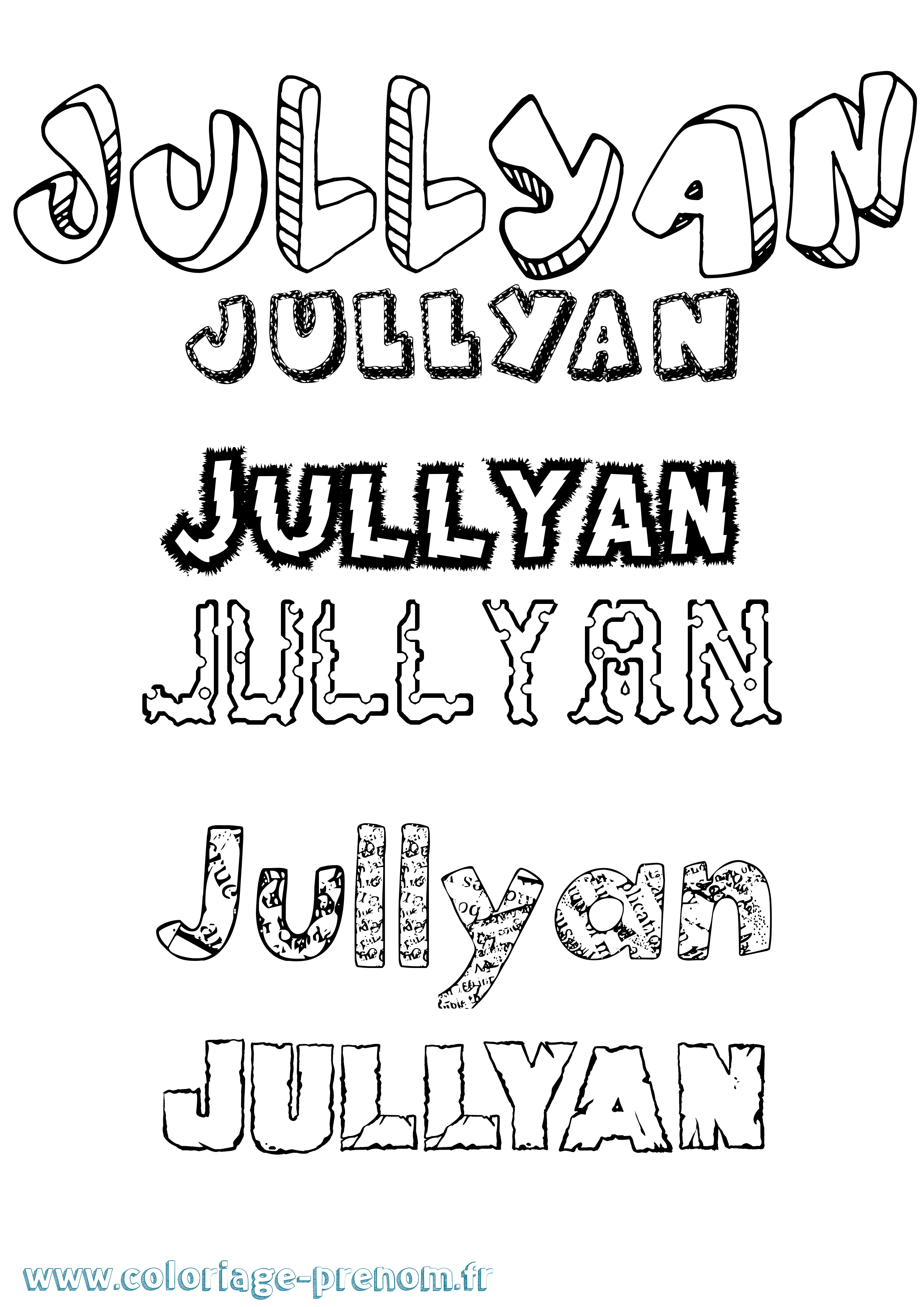 Coloriage Jullyan Destructuré Coloriage prénom Jullyan Destructuré
