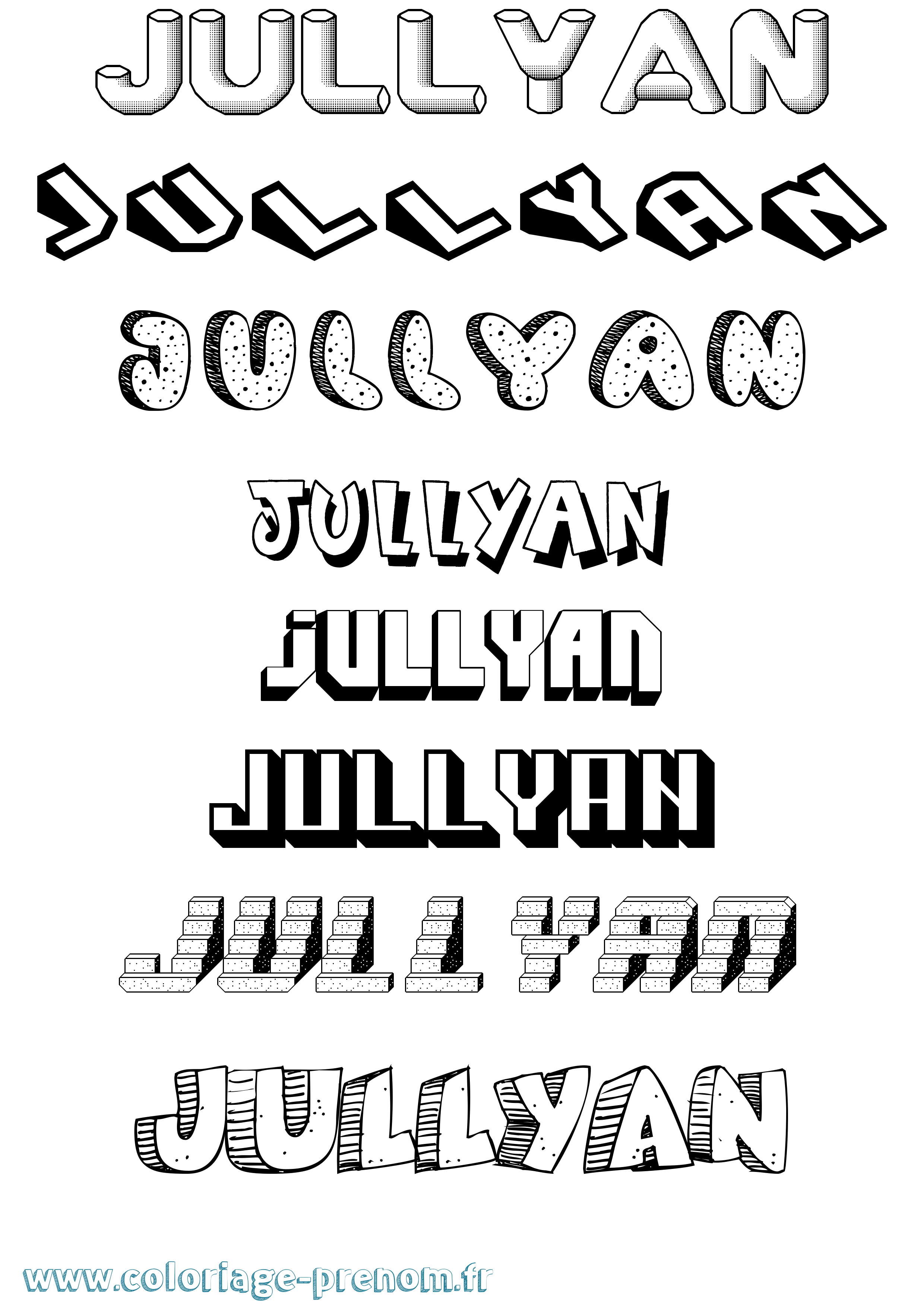 Coloriage Jullyan Effet 3D Coloriage prénom Jullyan Effet 3D
