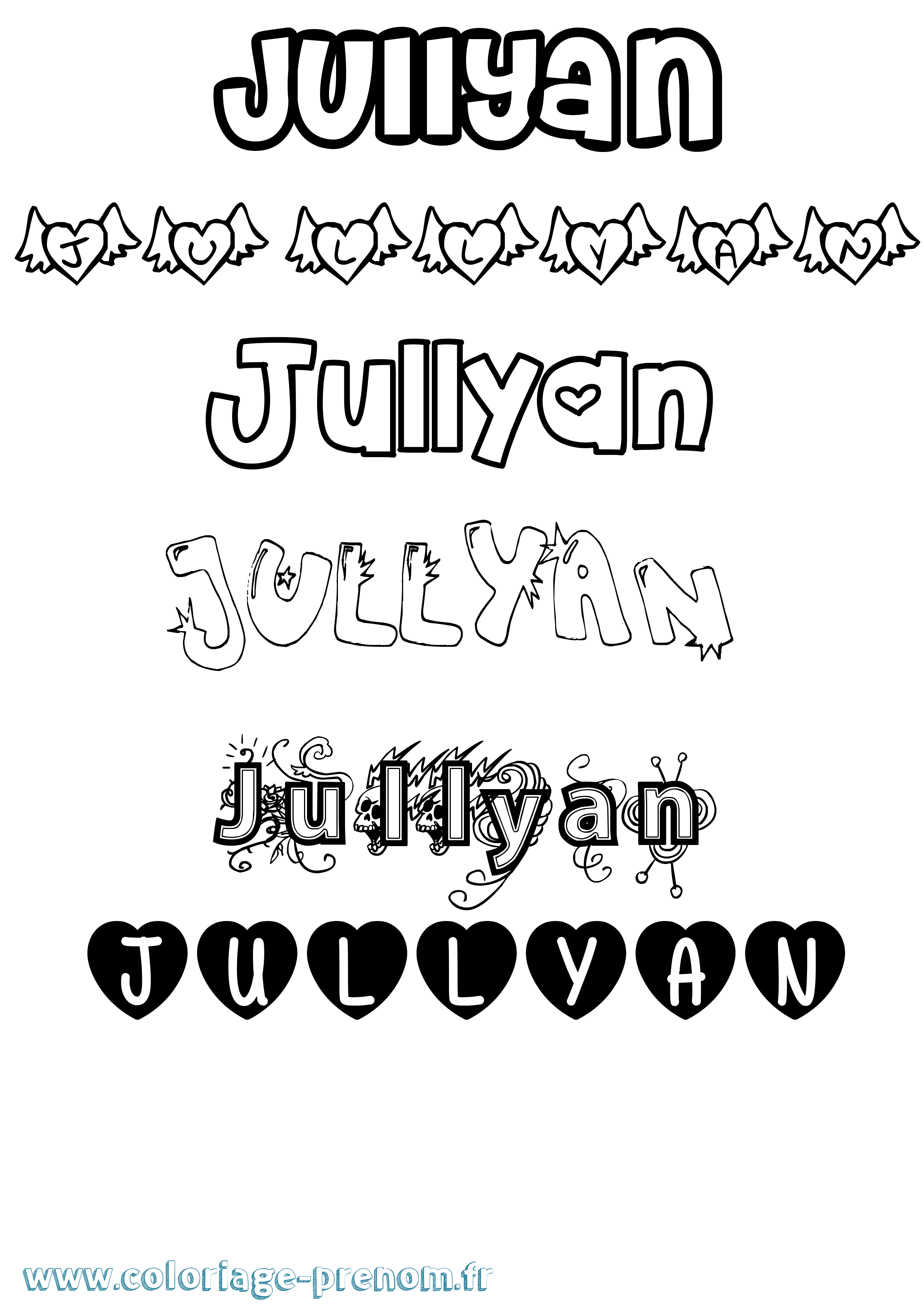 Coloriage Jullyan Girly Coloriage prénom Jullyan Girly