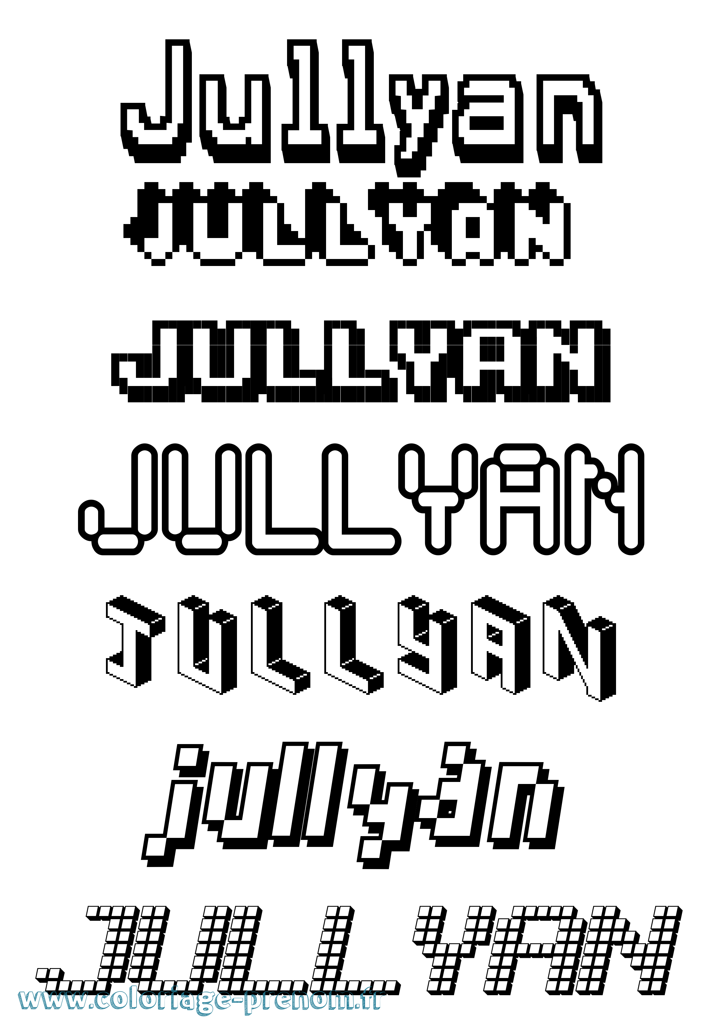 Coloriage Jullyan Pixel Coloriage prénom Jullyan Pixel