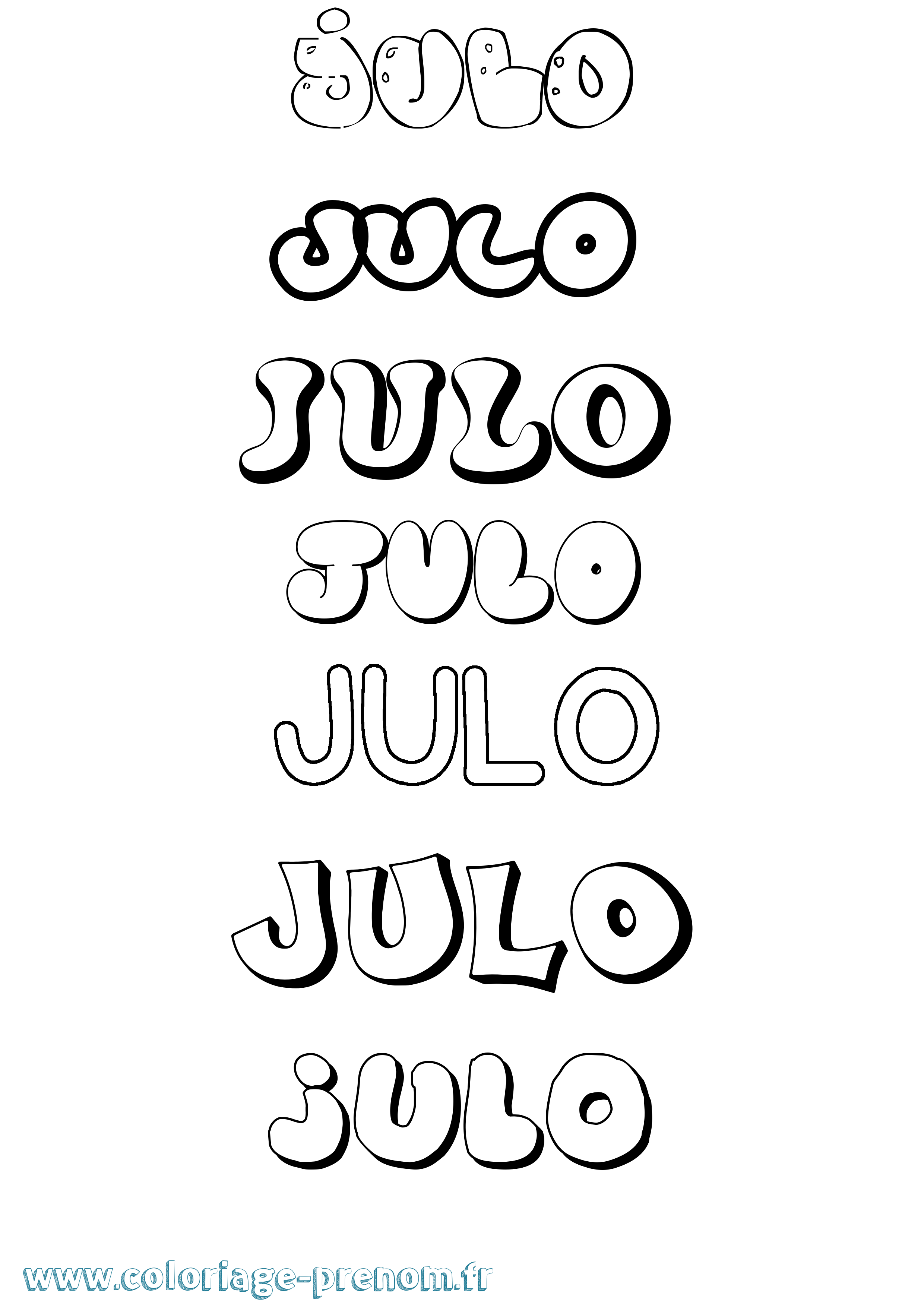 Coloriage prénom Julo Bubble