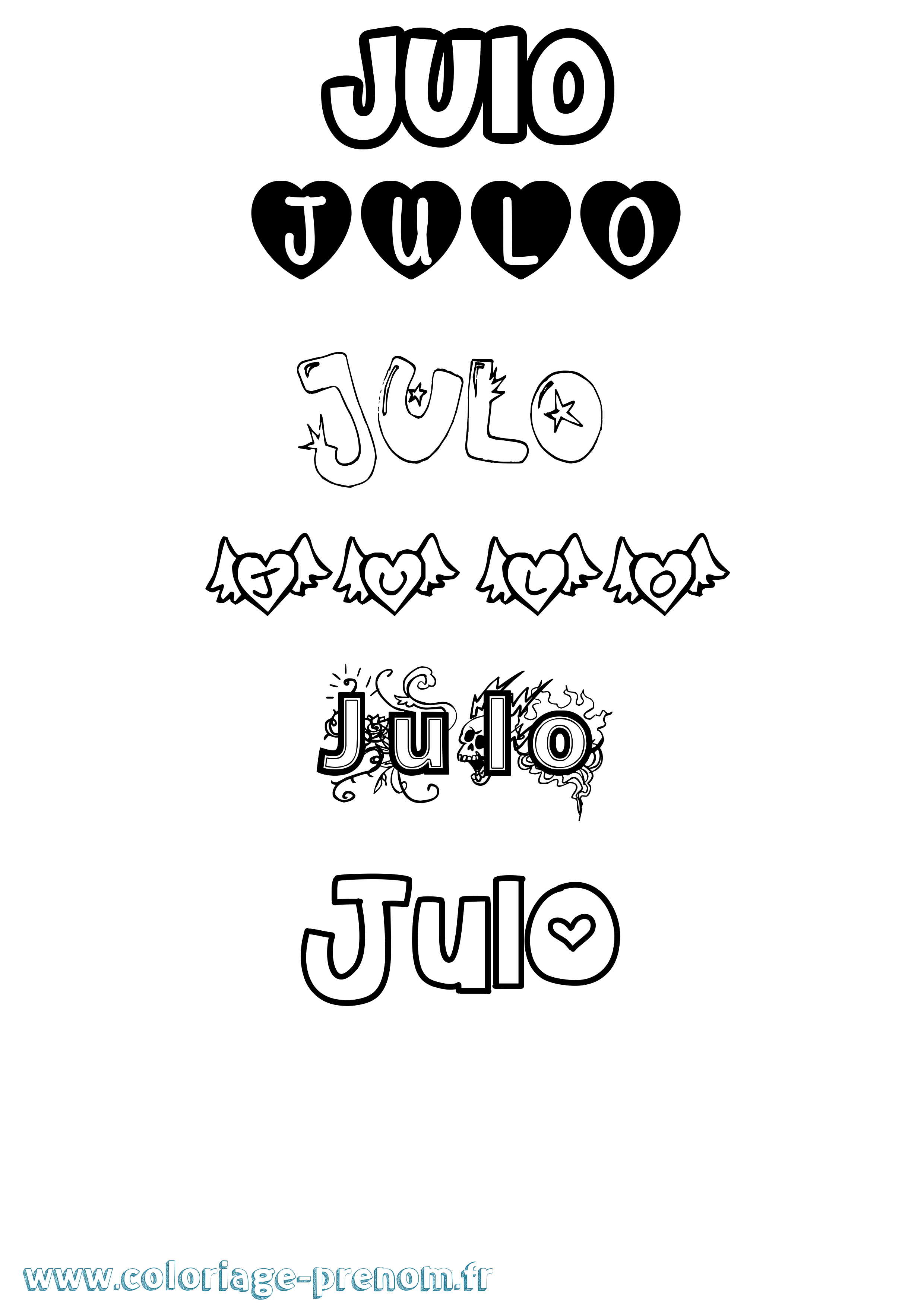 Coloriage Julo Girly Coloriage prénom Julo Girly