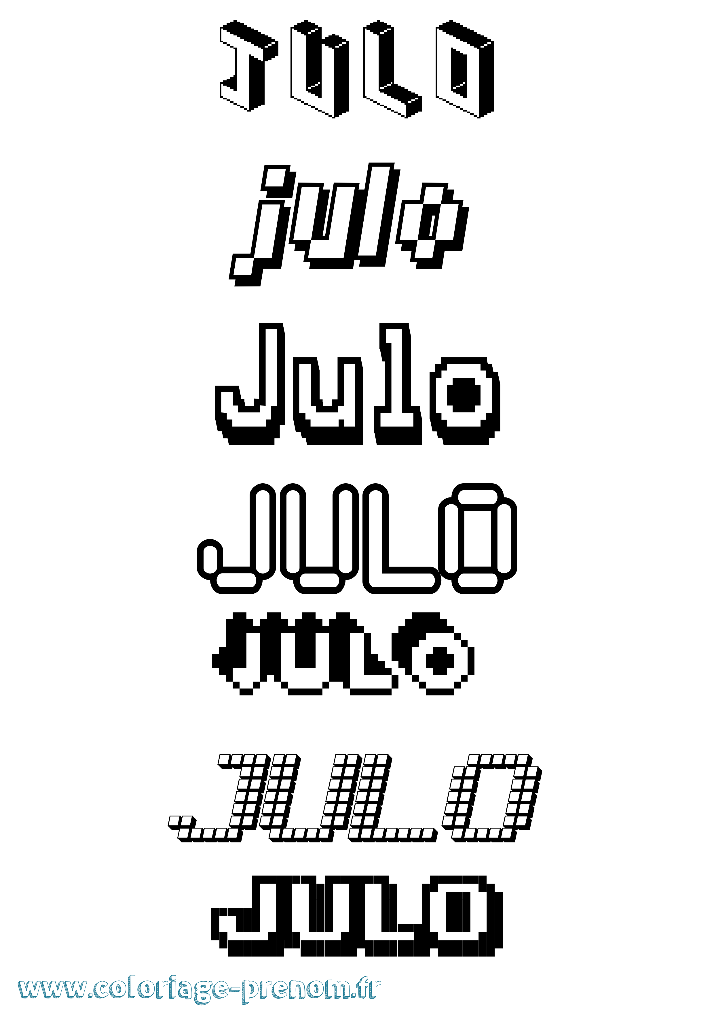 Coloriage prénom Julo Pixel