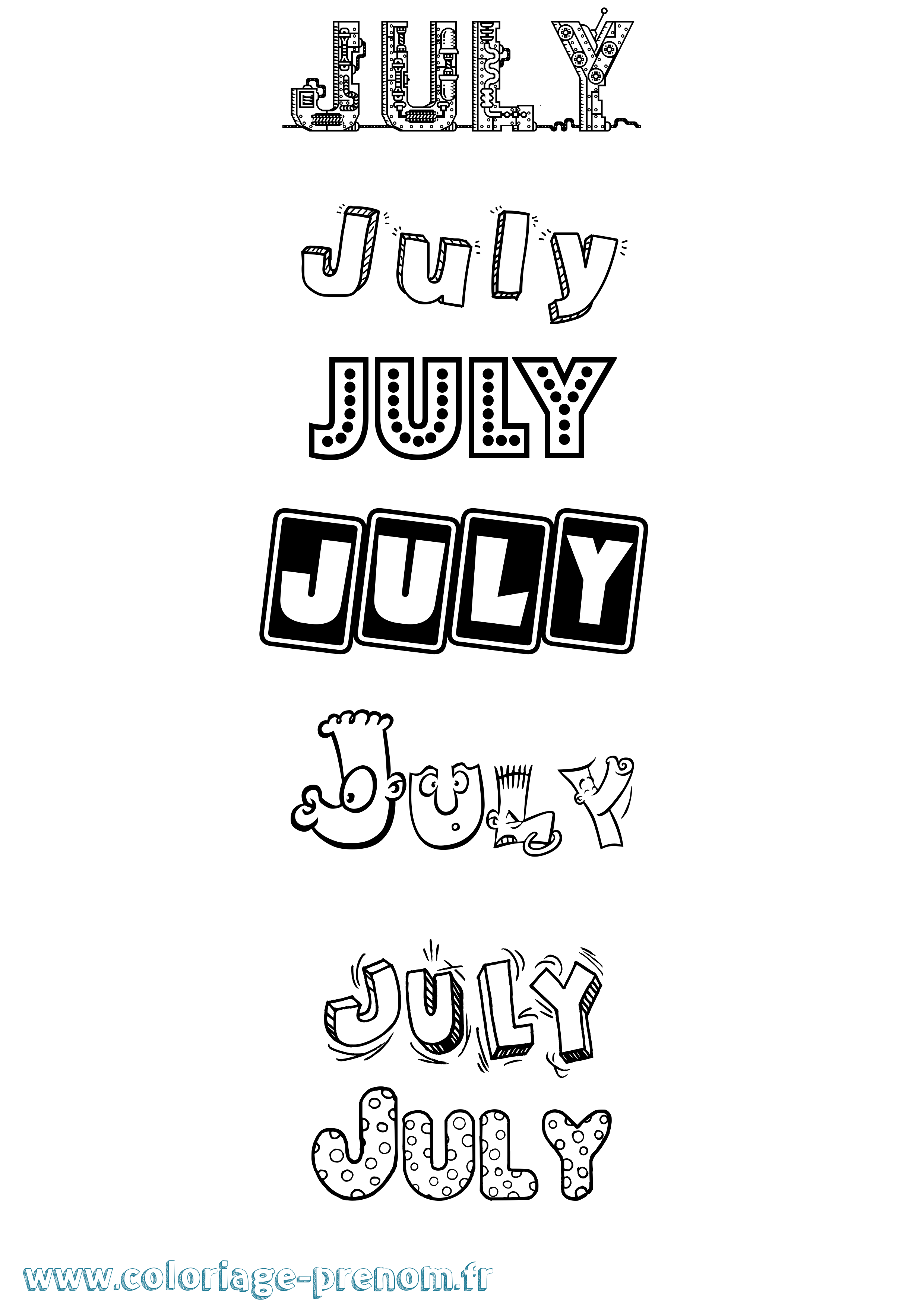 Coloriage prénom July Fun