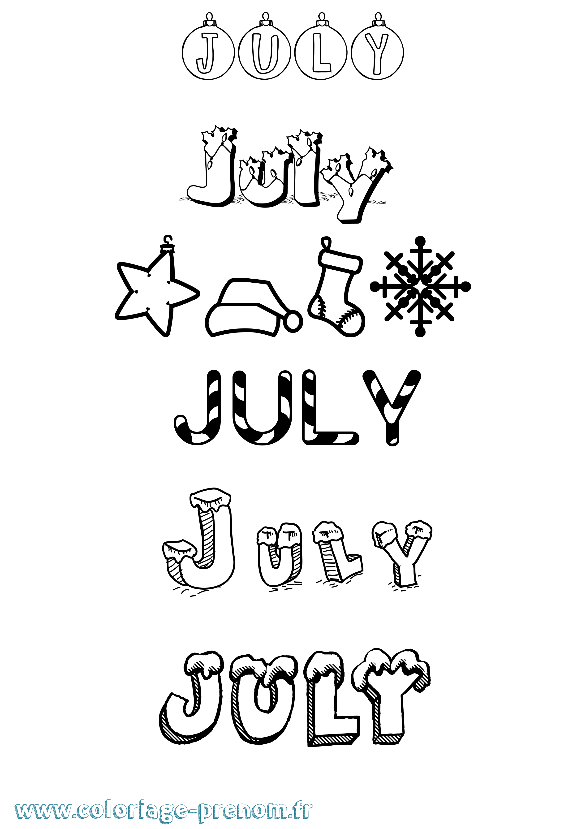 Coloriage prénom July Noël
