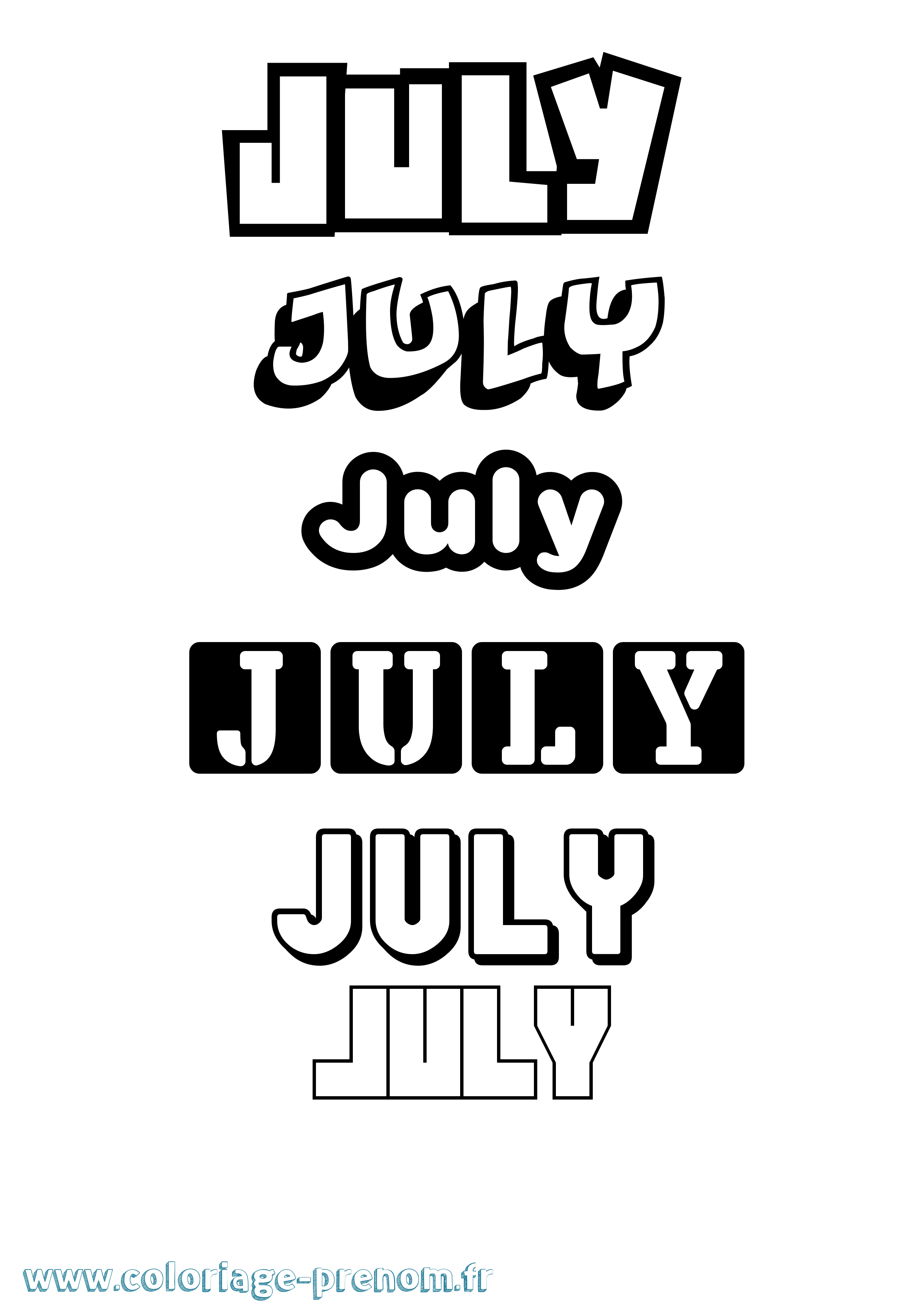 Coloriage prénom July Simple