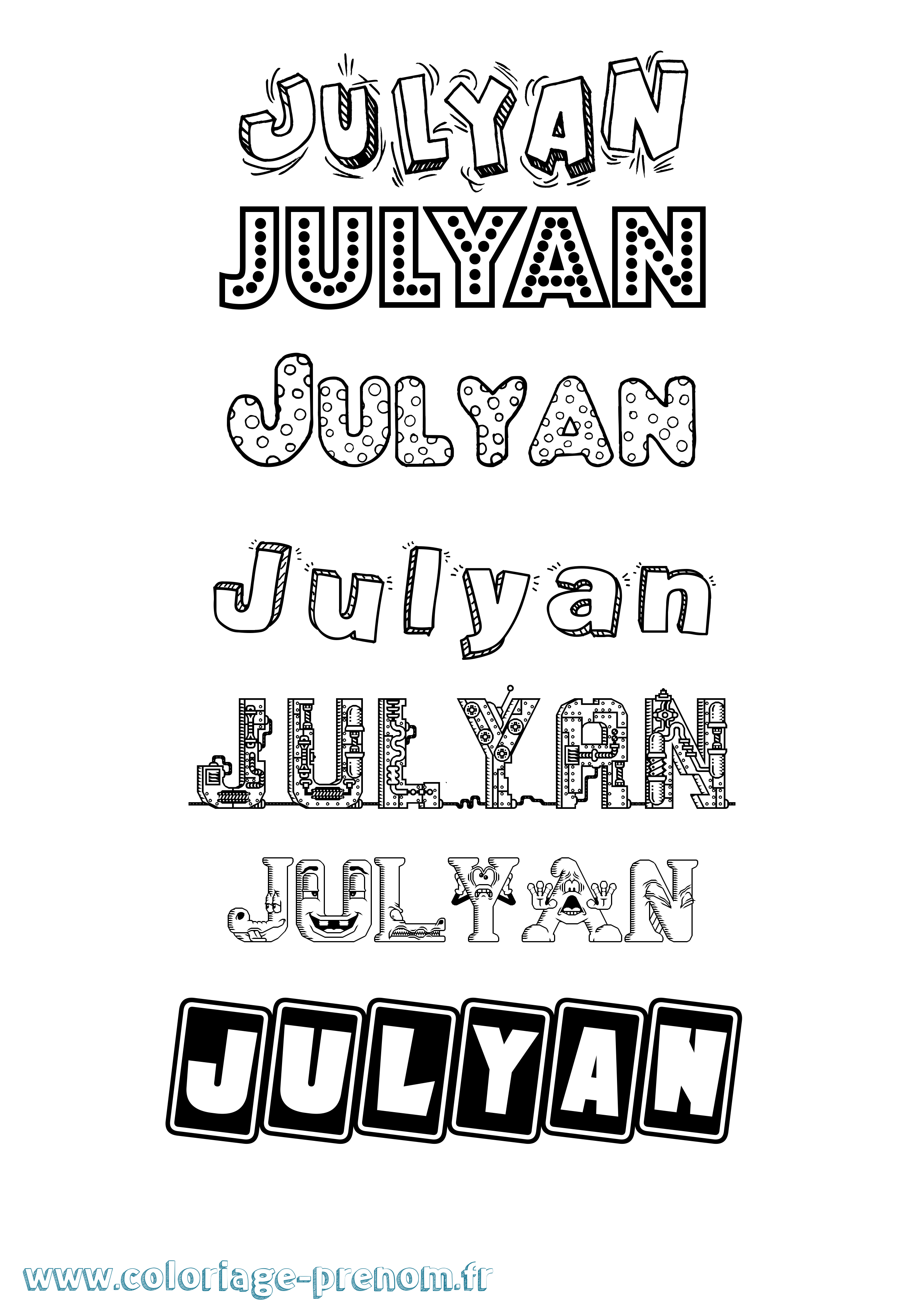 Coloriage prénom Julyan Fun
