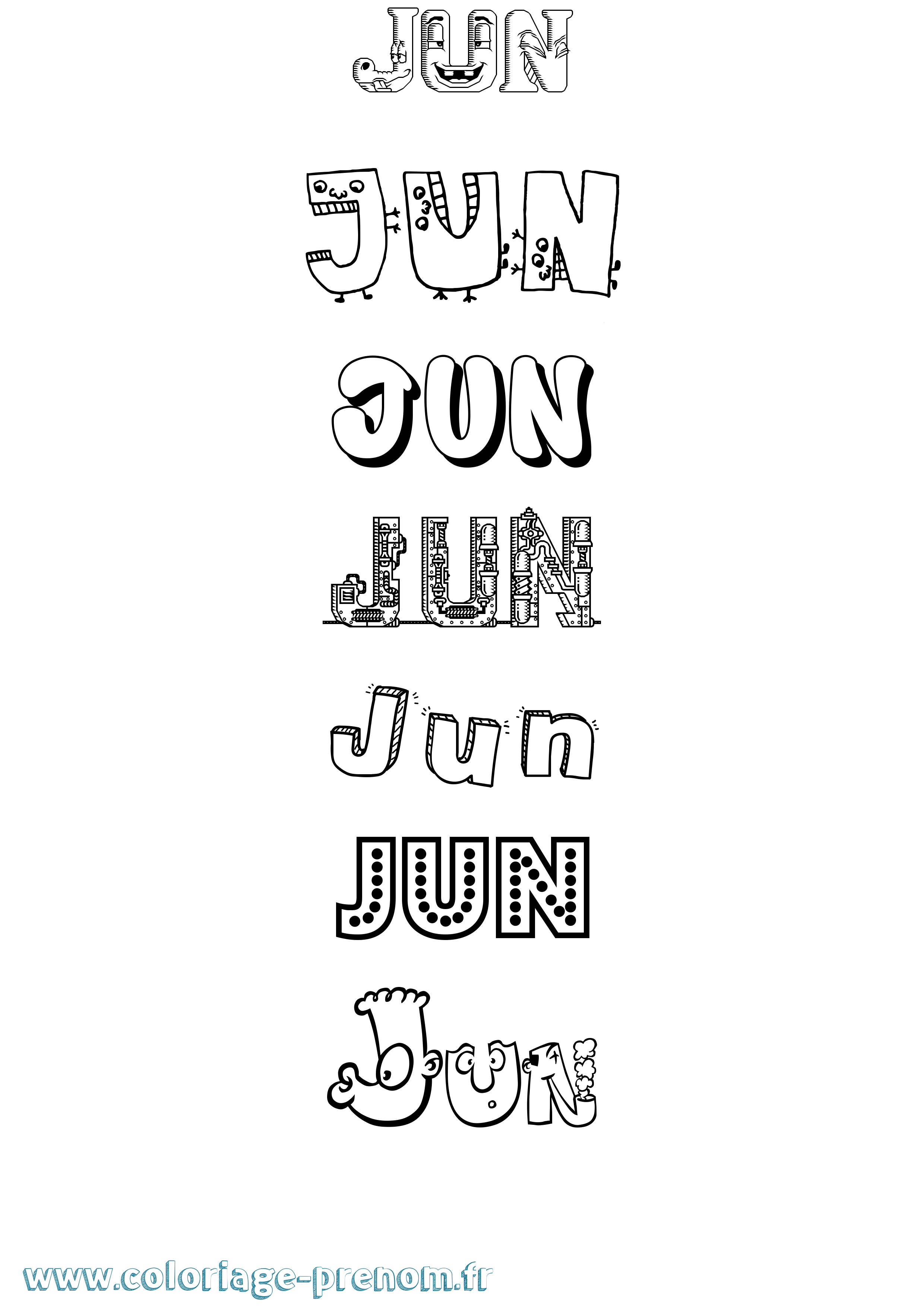 Coloriage prénom Jun Fun