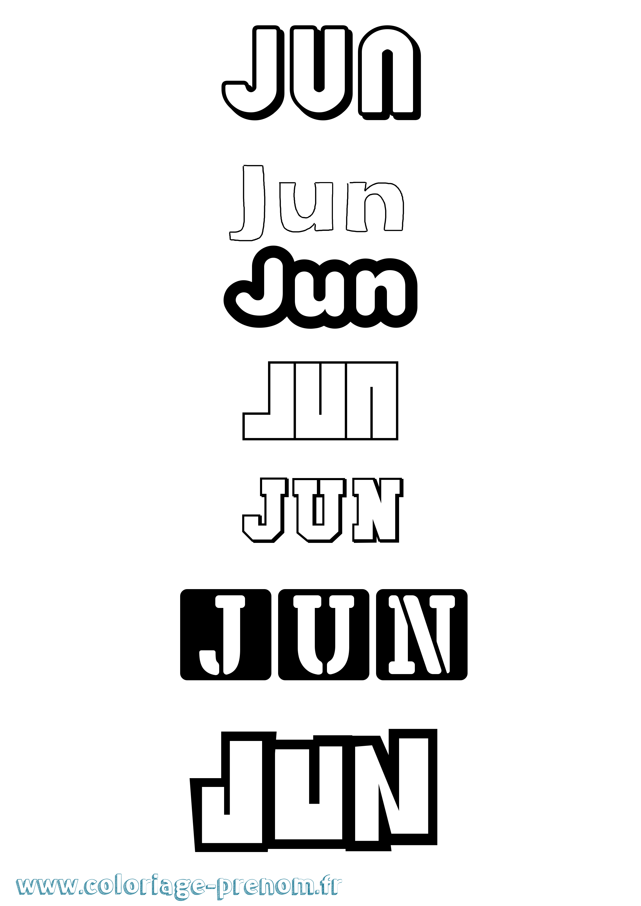 Coloriage prénom Jun Simple