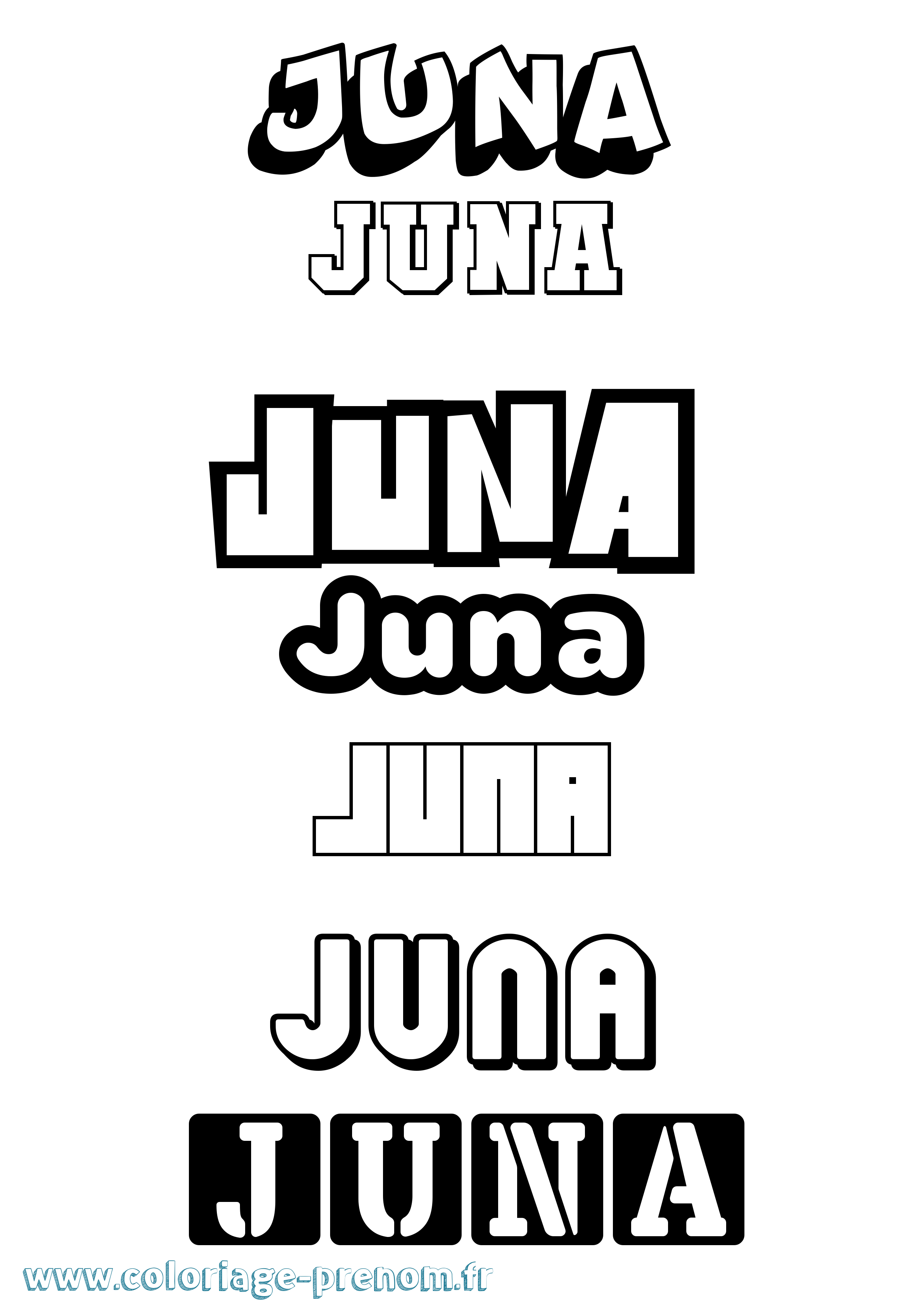 Coloriage prénom Juna Simple