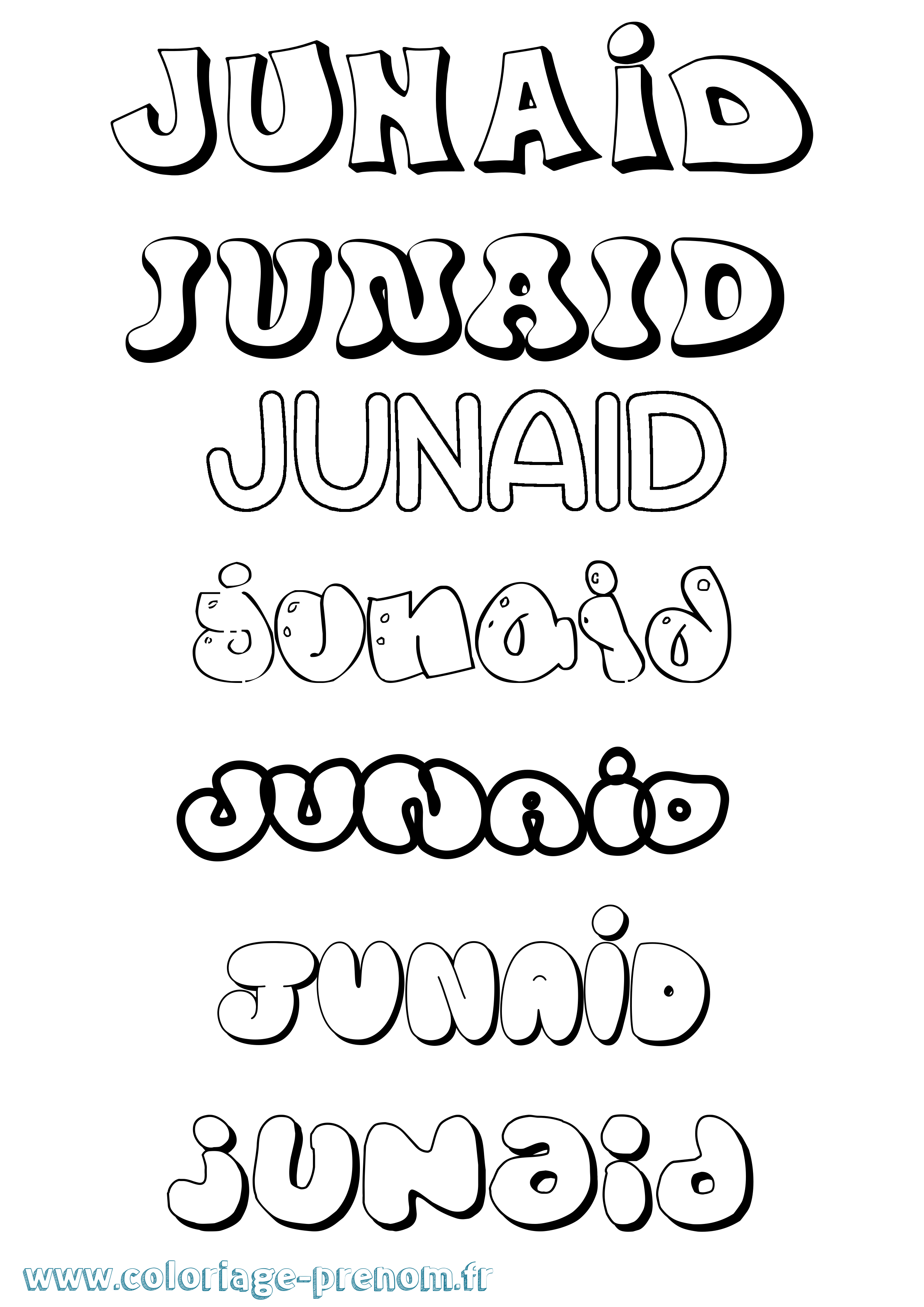 Coloriage prénom Junaid Bubble