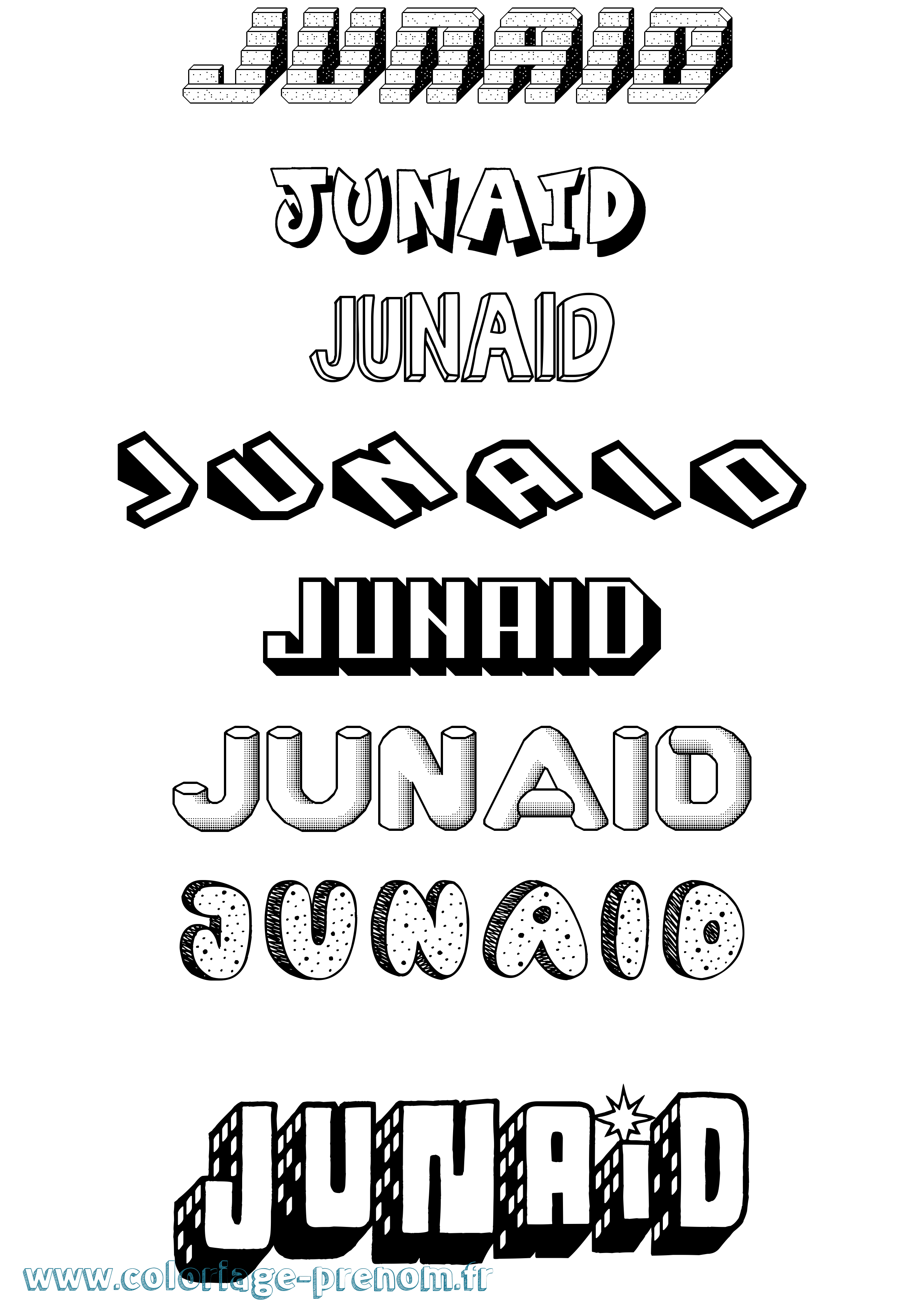 Coloriage prénom Junaid Effet 3D