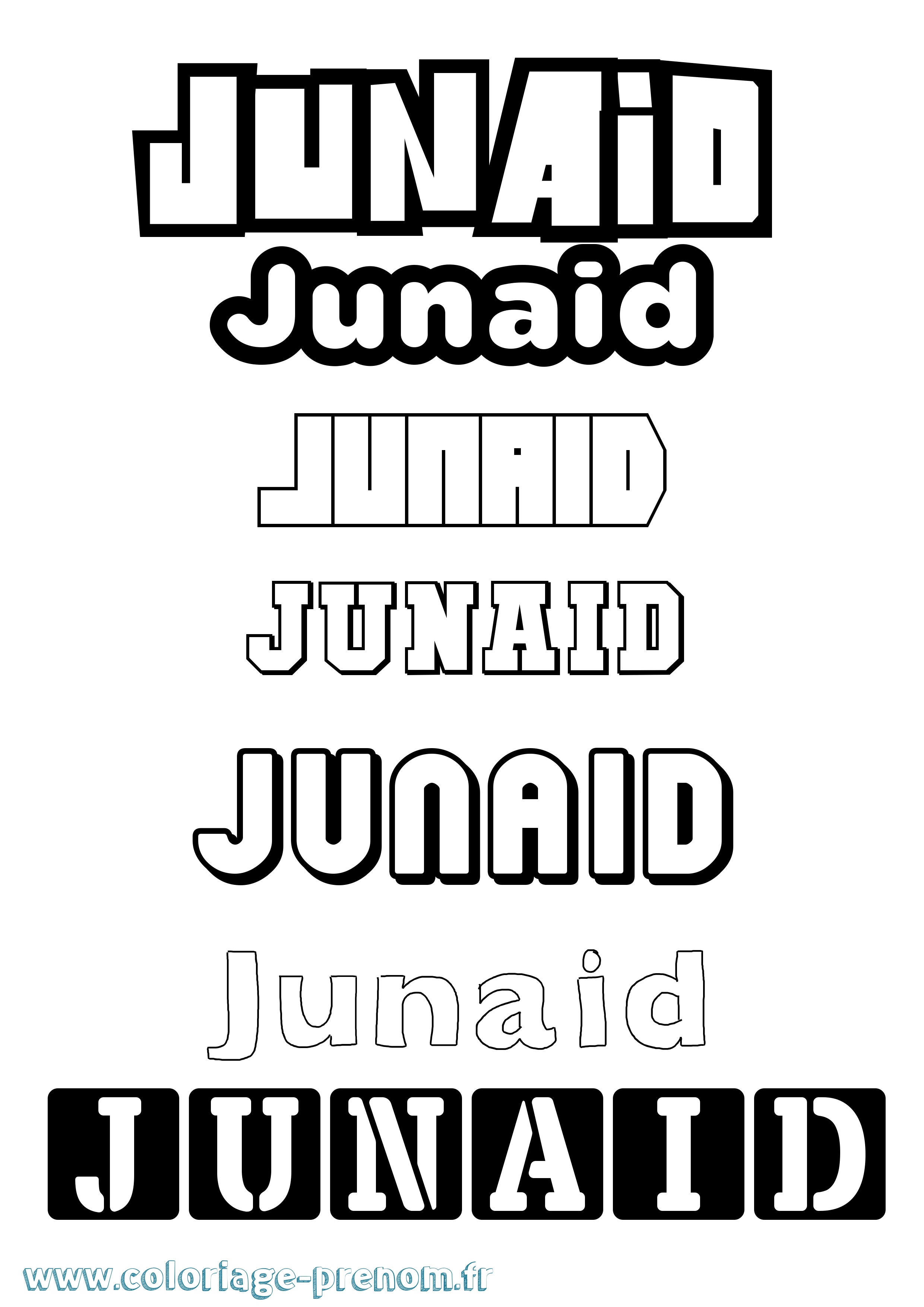 Coloriage prénom Junaid Simple