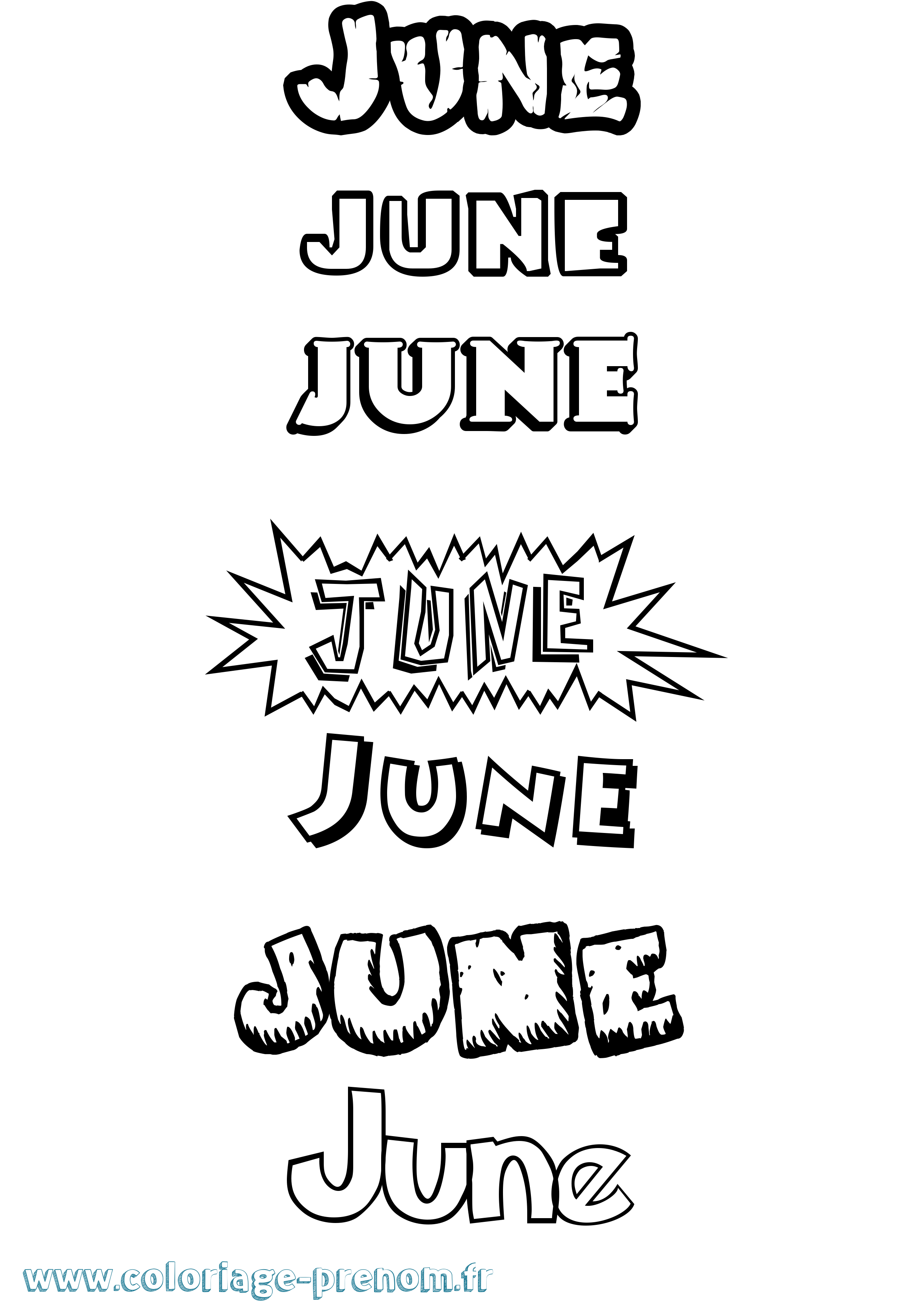 Coloriage prénom June