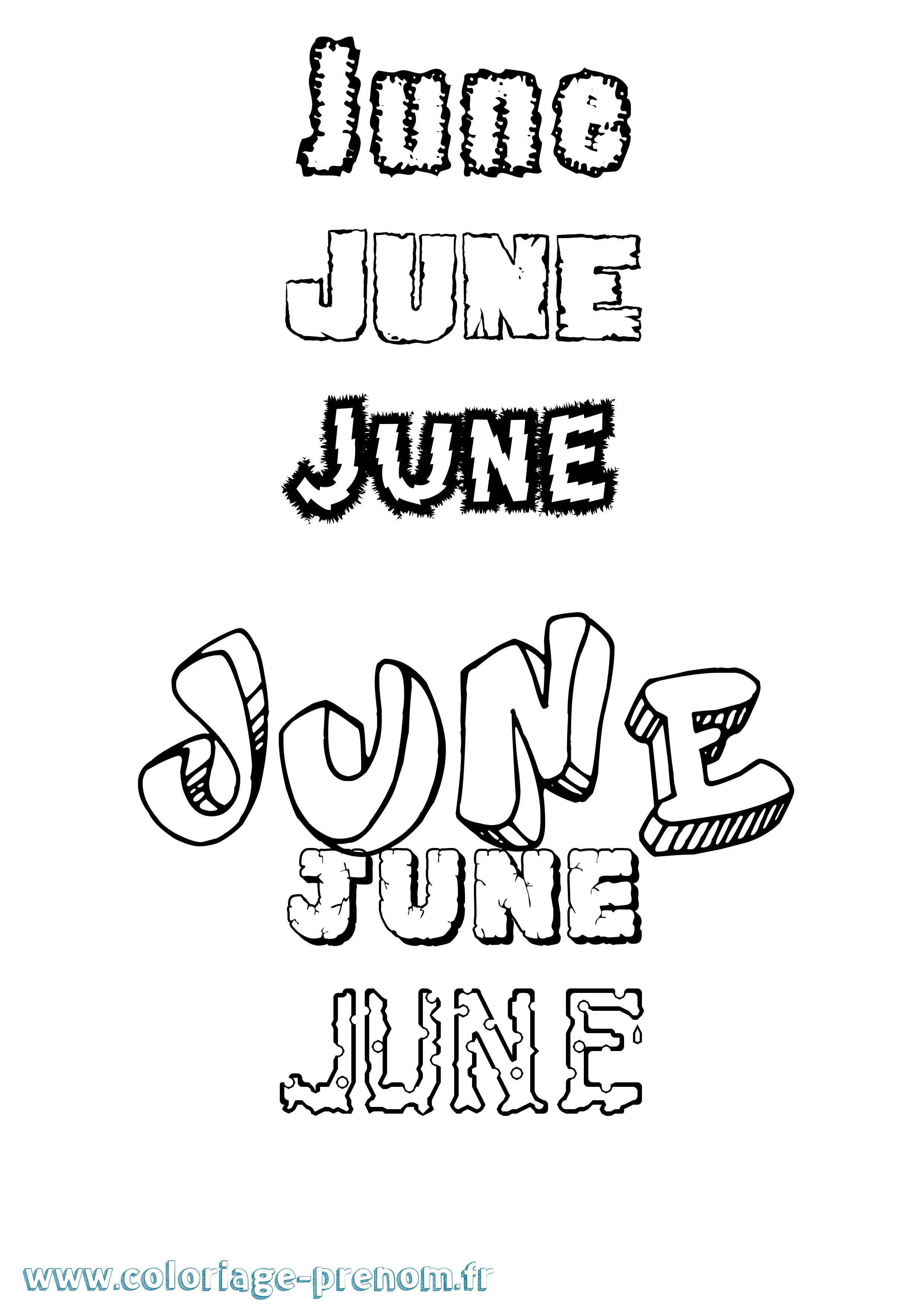 Coloriage June Destructuré Coloriage prénom June Destructuré