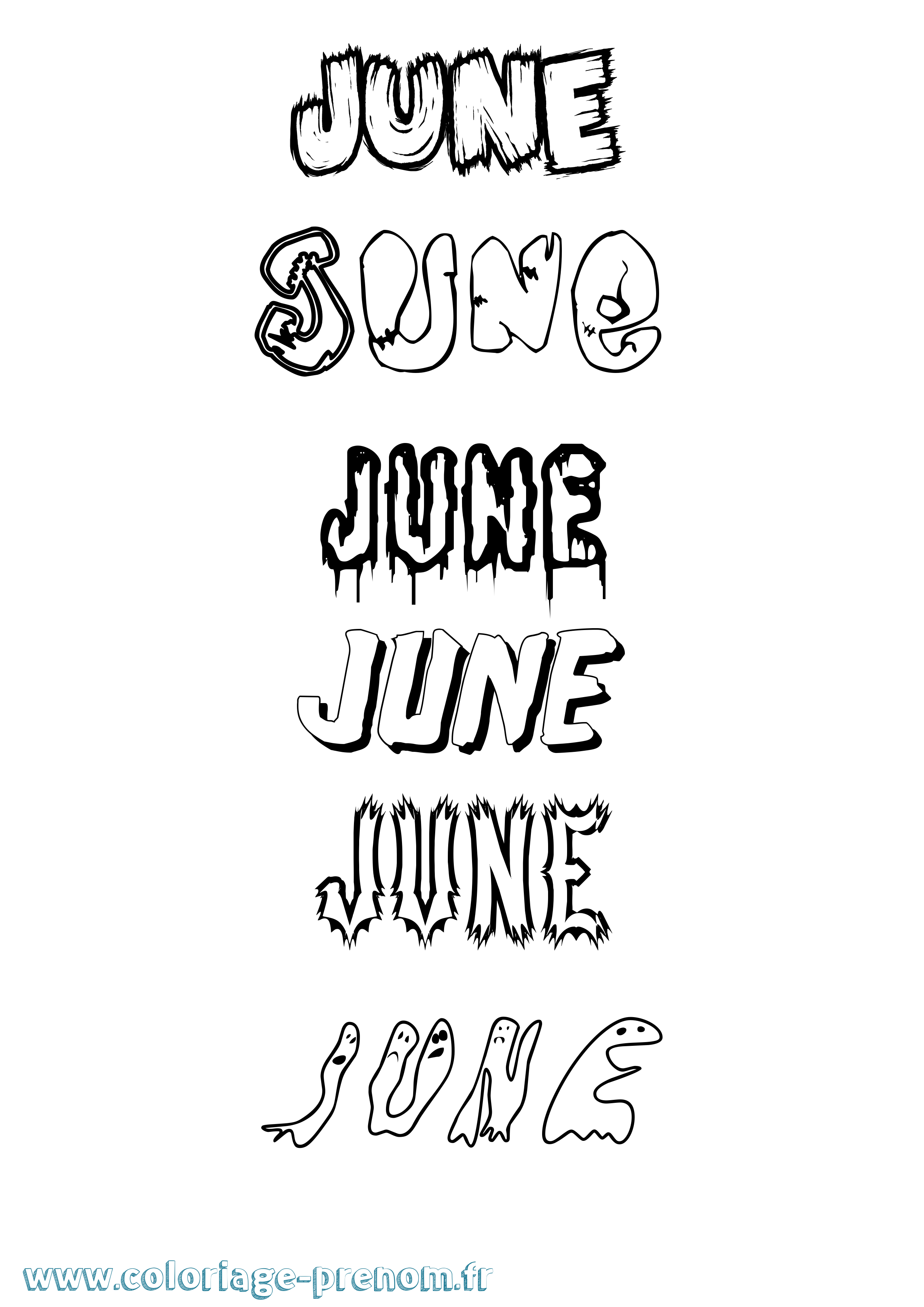 Coloriage June Frisson Coloriage prénom June Frisson